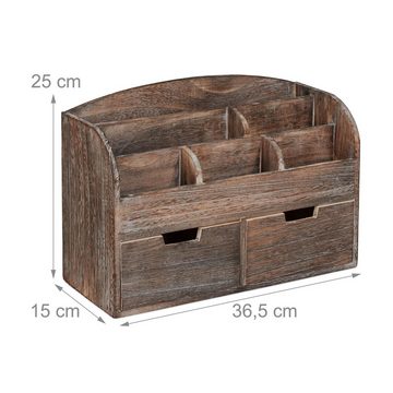 relaxdays Aufbewahrungsbox Organizer Schreibtisch Holz
