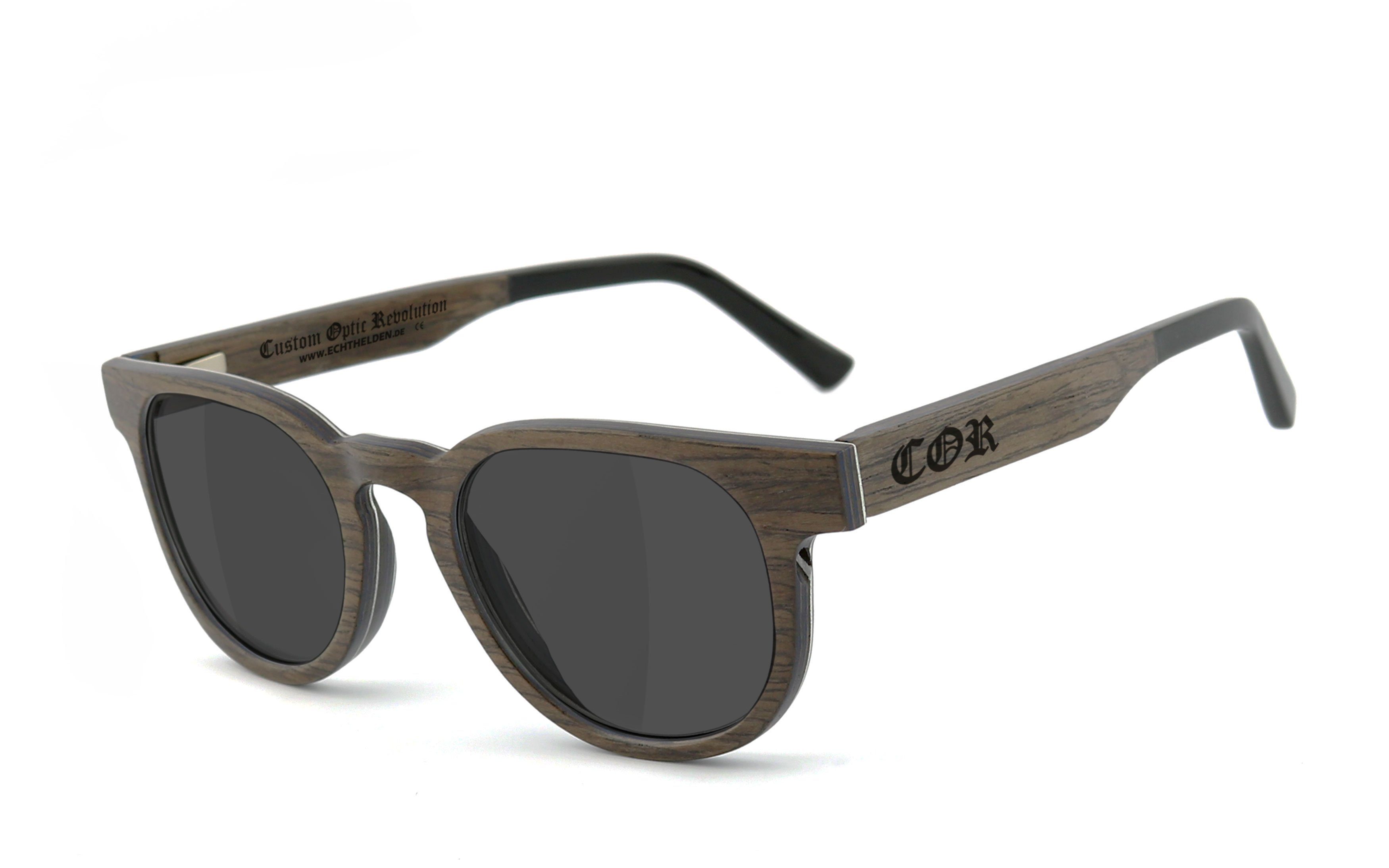 mit aus COR Sonnenbrille Holz 005 HLT® Qualitätsgläsern