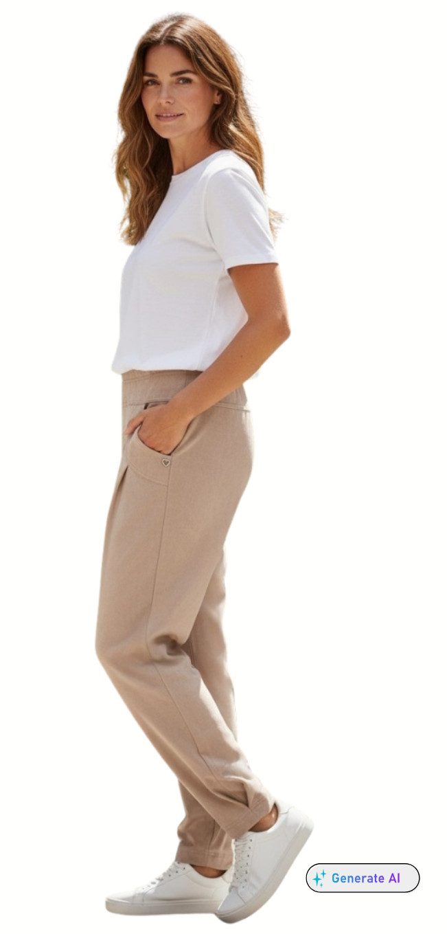 Stehmann Schlupfhose Stehmann, Schlupfhose Rachell2-680 aus veganem Wildleder Veganes Wildleder, Faltendetails an Taschen und Saum