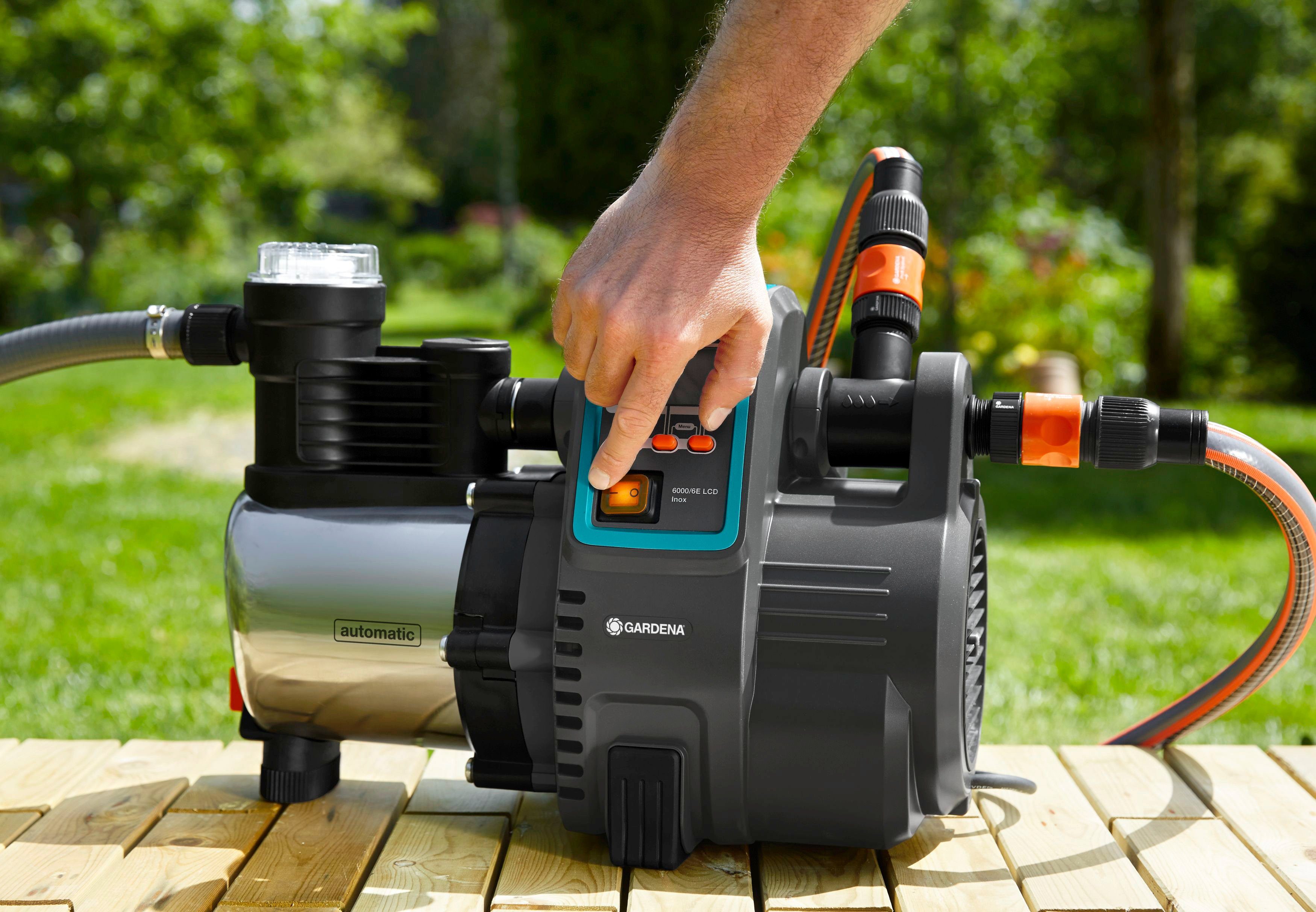 GARDENA Gartenpumpe Haus- & Gartenautomat, 6000/6 LCD inox, 1760-20, 6000 l/h max. Fördermenge