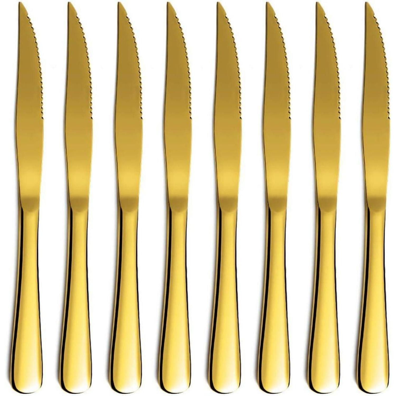 LuxusKollektion Steakbesteck Goldenes Steakmesser Set 8 Stück Edelstahl Spülmaschinenfest