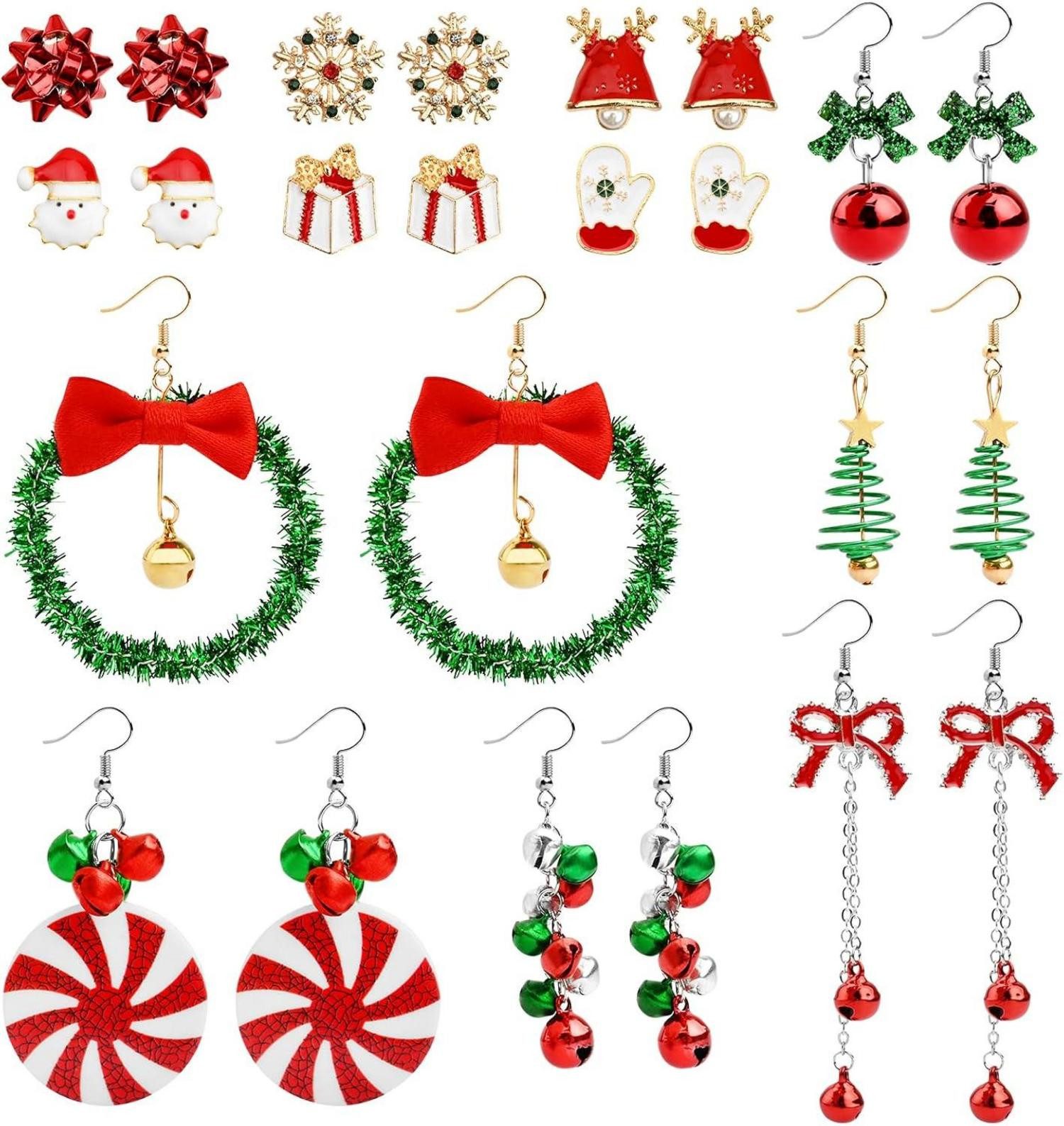 Eierpiekser 12 Paar Weihnachtsohrringe Set Frauen Mädchen Ohrstecker Schneemann