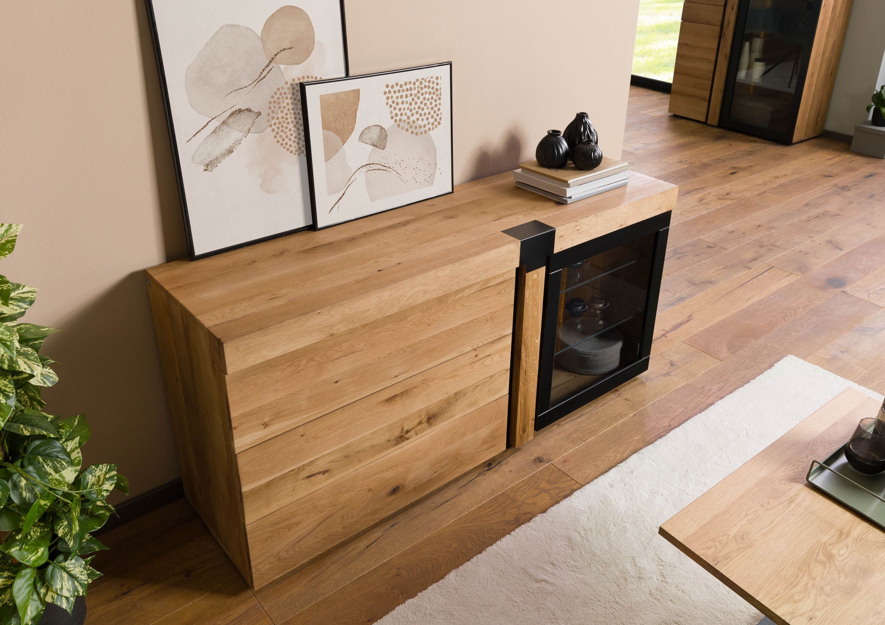 Massivmoebel24 Sideboard ROTTERDAM (Massivholz), Wildeiche 161x45x75 natur geölt ROTTERDAM #116