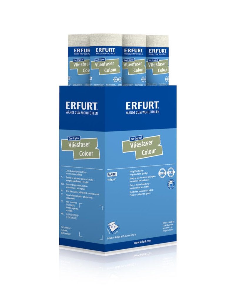 ERFURT Vliestapete 6 Rollen Erfurt Vliesfaser COLOUR 302-1 helles Beige Vli günstig online kaufen