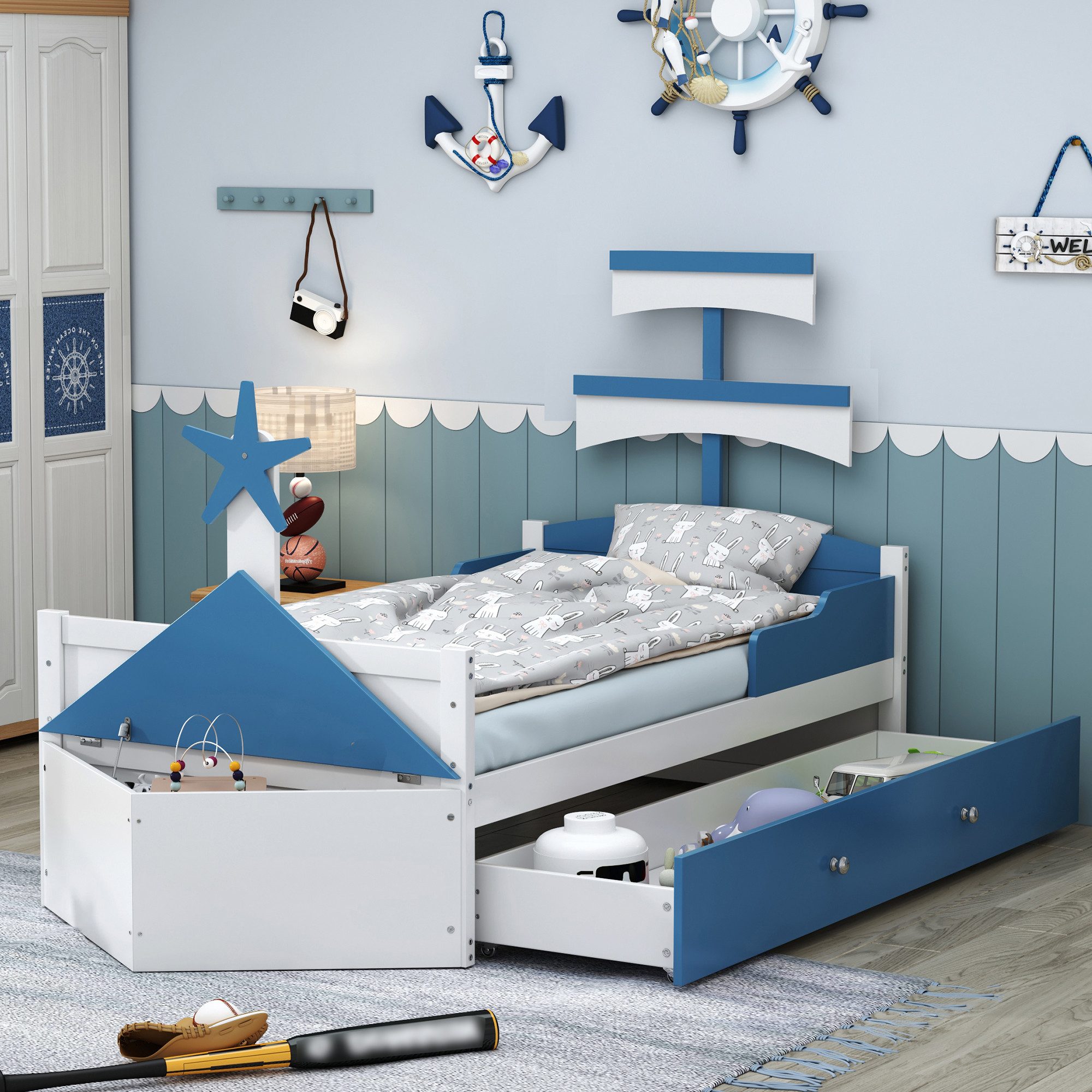 HAUSS SPOLE Kinderbett 90x200 cm, Segelbootform, günstig online kaufen