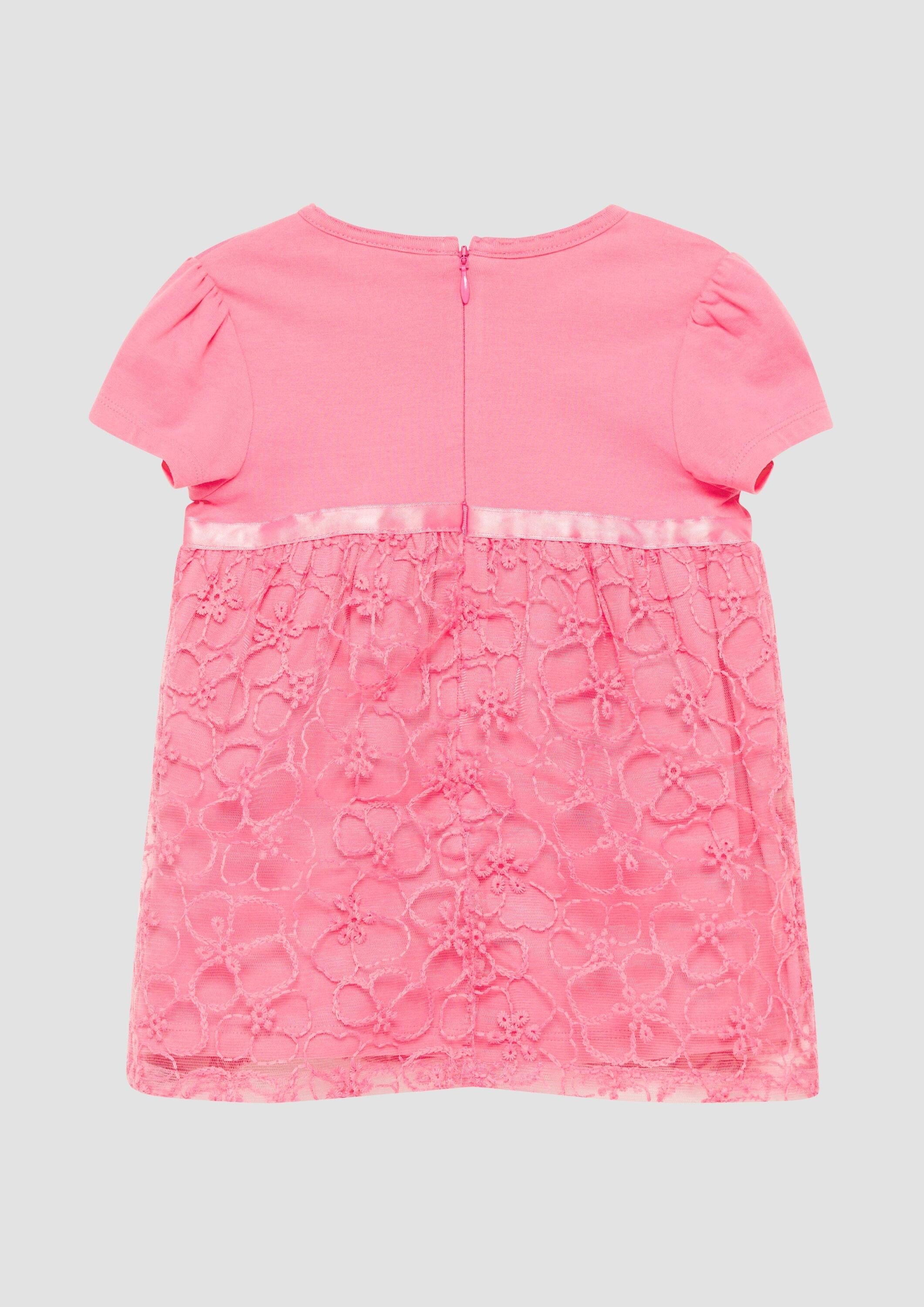 s.Oliver Minikleid Kleid Ausgestelltes Kleid mit Puffärmeln und floralem Muster