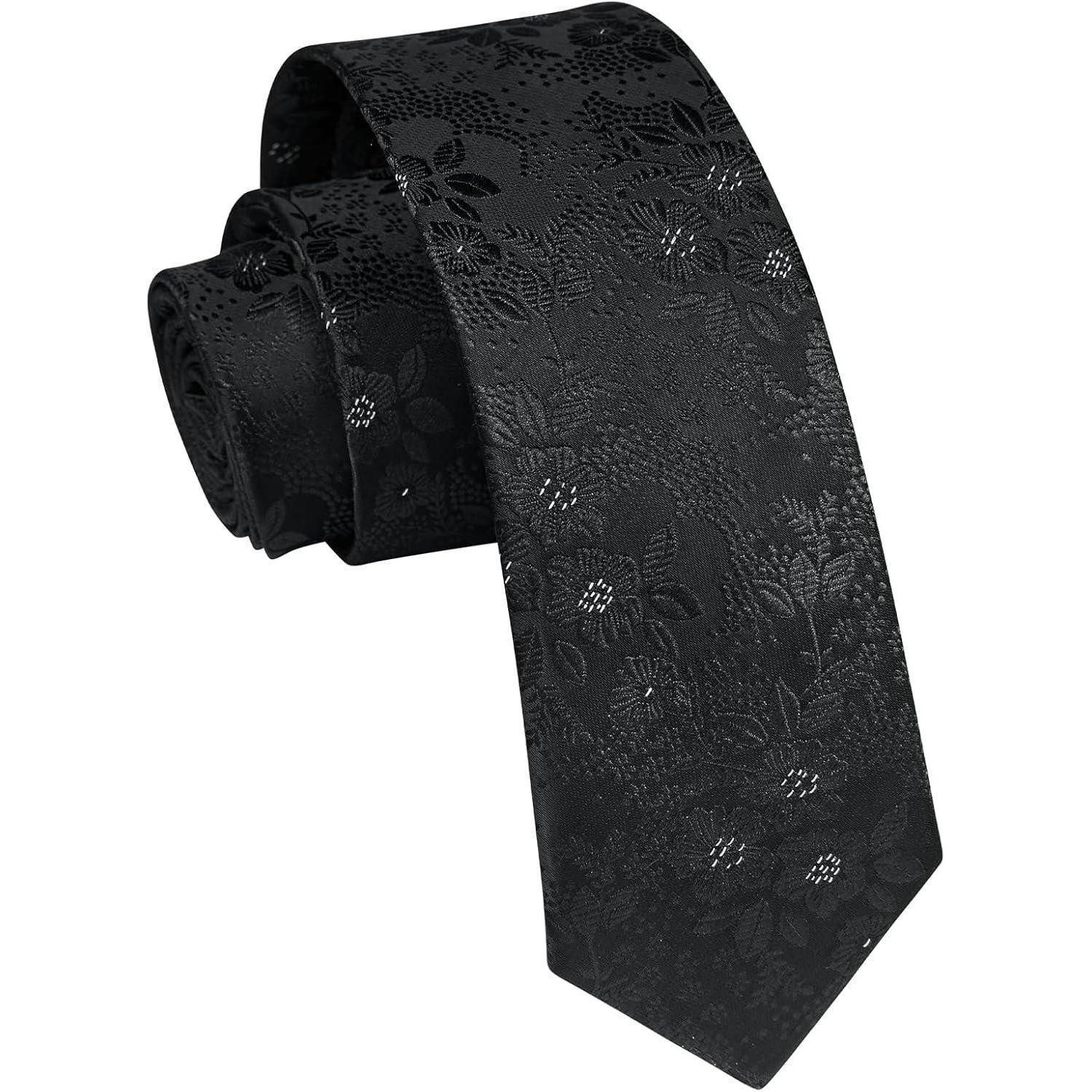 LuxusKollektion Krawatte Krawatte Herren Schmale 6cm Klassisch Einheitsgröße Schwarzes Blume