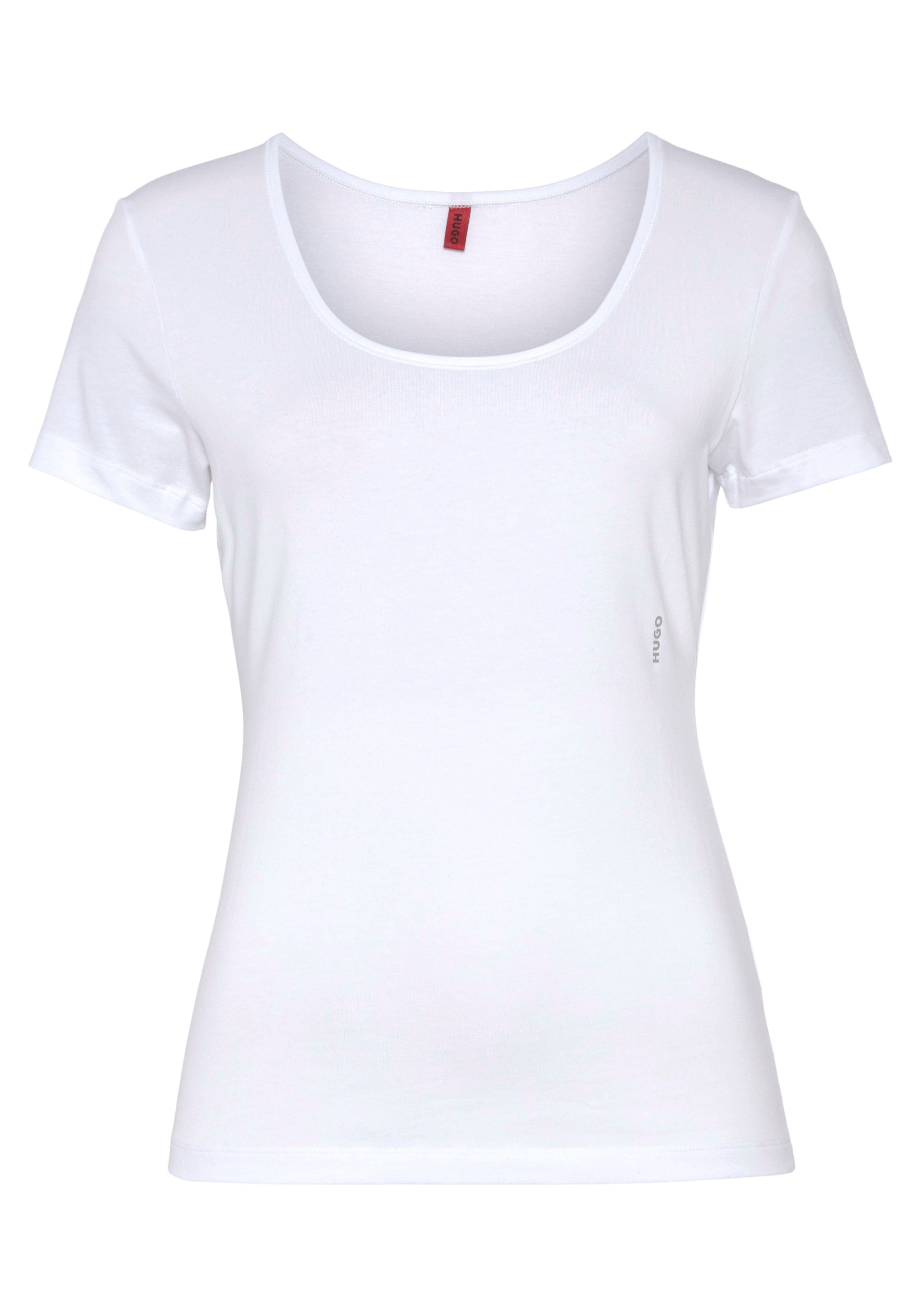 HUGO vertikalem T-Shirt (Packung, 2er-Pack) 2-tlg., White100 Logodruck mit