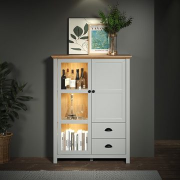 trendteam Highboard Landside, Anrichte Kommode Wohnzimmerschrank Sideboard Grau 97x130x41cm