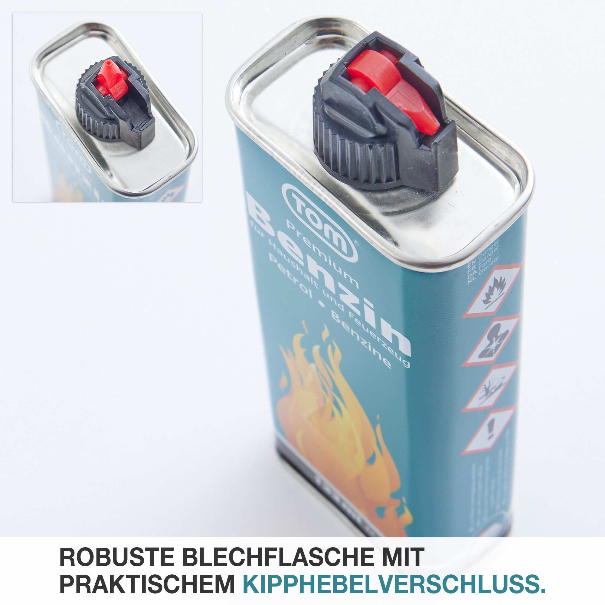 TOM Feuerzeug Benzin 133 ml Flasche im Set zum nachfüllen (2-St), 5er oder 2er Set, kompatibel für alle Marken