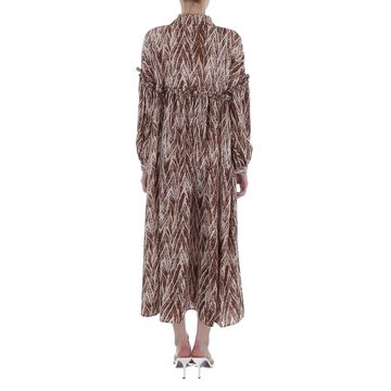 Ital-Design Maxikleid Damen Boho/Hippie Animal Print Maxikleid in Braun