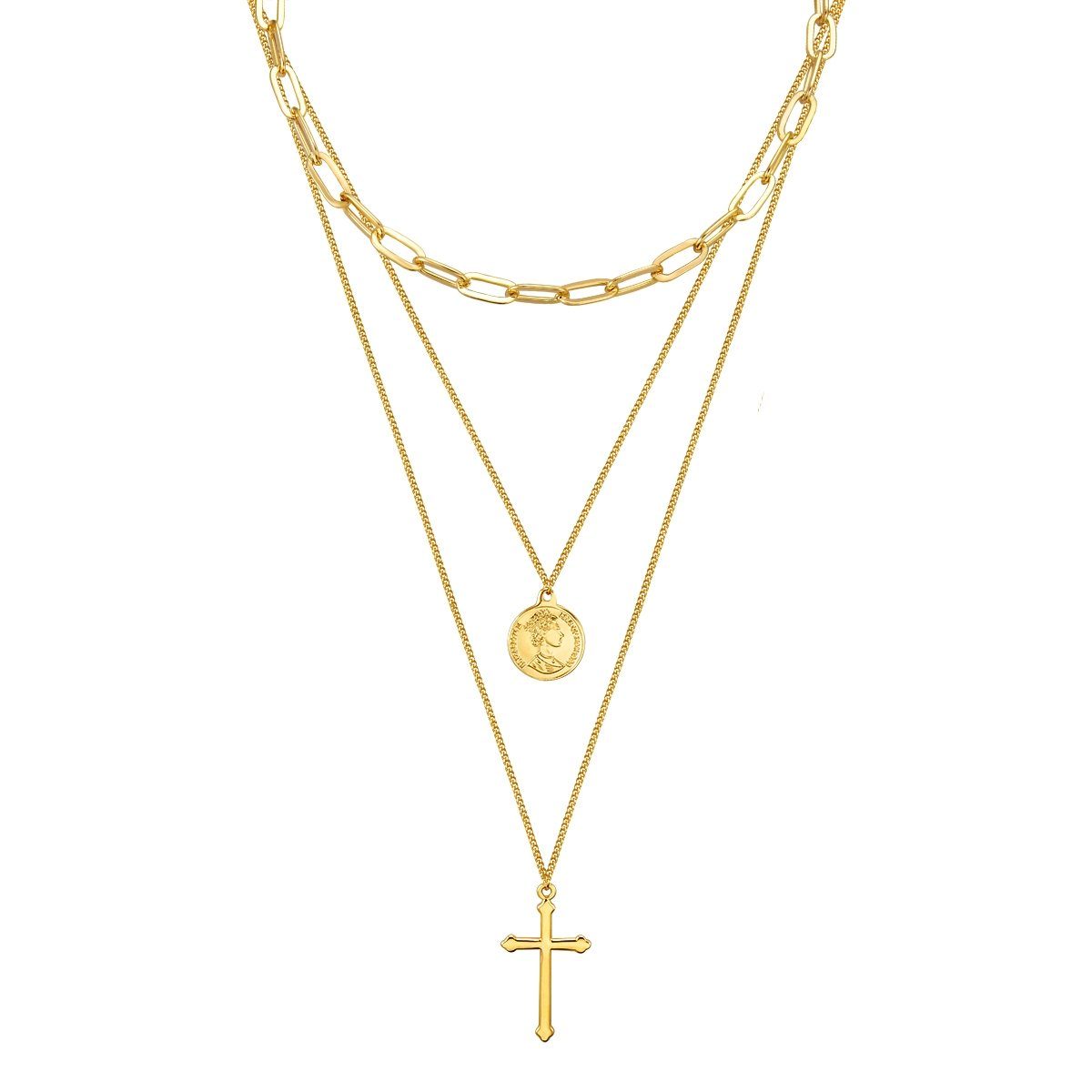 Lulu & Jane Collier Kreuz/Münze gelbgold, günstig online kaufen