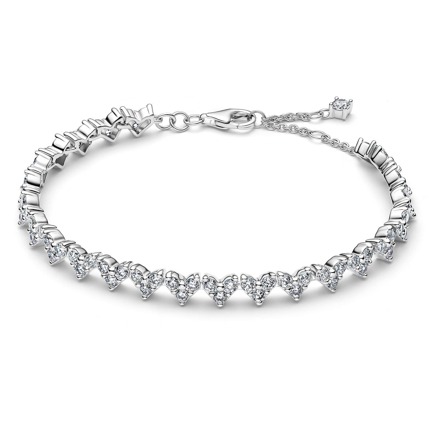 Pandora Gliederarmband Damenarmband Silber Herz Dreifacher Stein