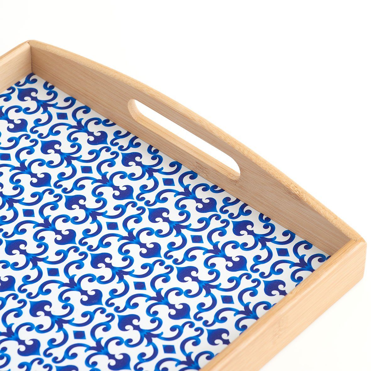 Zeller Present x 44 Bambus, Küchenorganizer-Set x cm Serviertablett 5,5 "Marokko, blau/weiß, 30