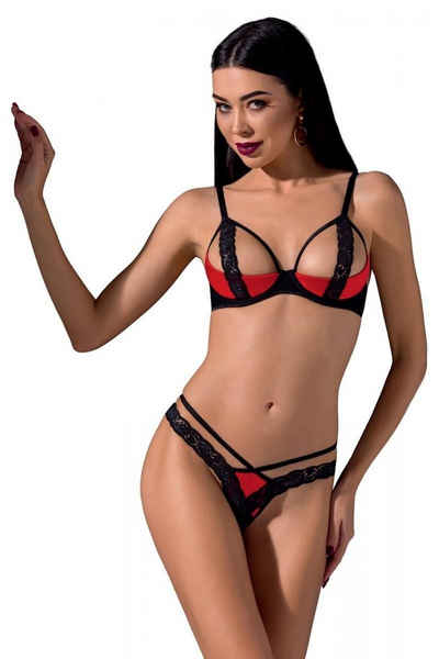 Passion Set: Bügel-BH und String, Dessous Damen Spitze