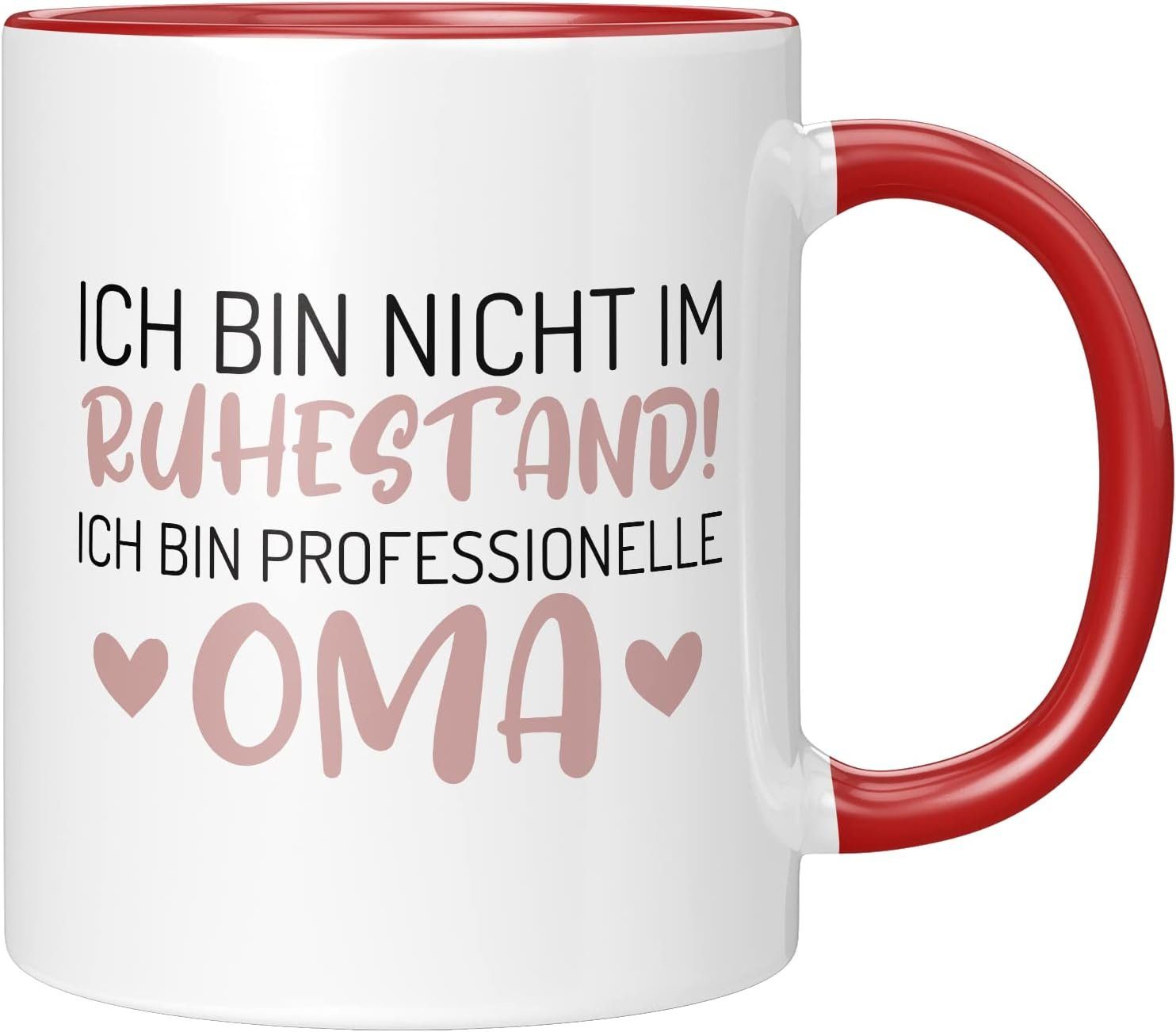 TassenTicker Tasse TASSENTICKER - Ich bin nicht im Ruhestand! Ich bin Professionelle Oma, 330ml Rot