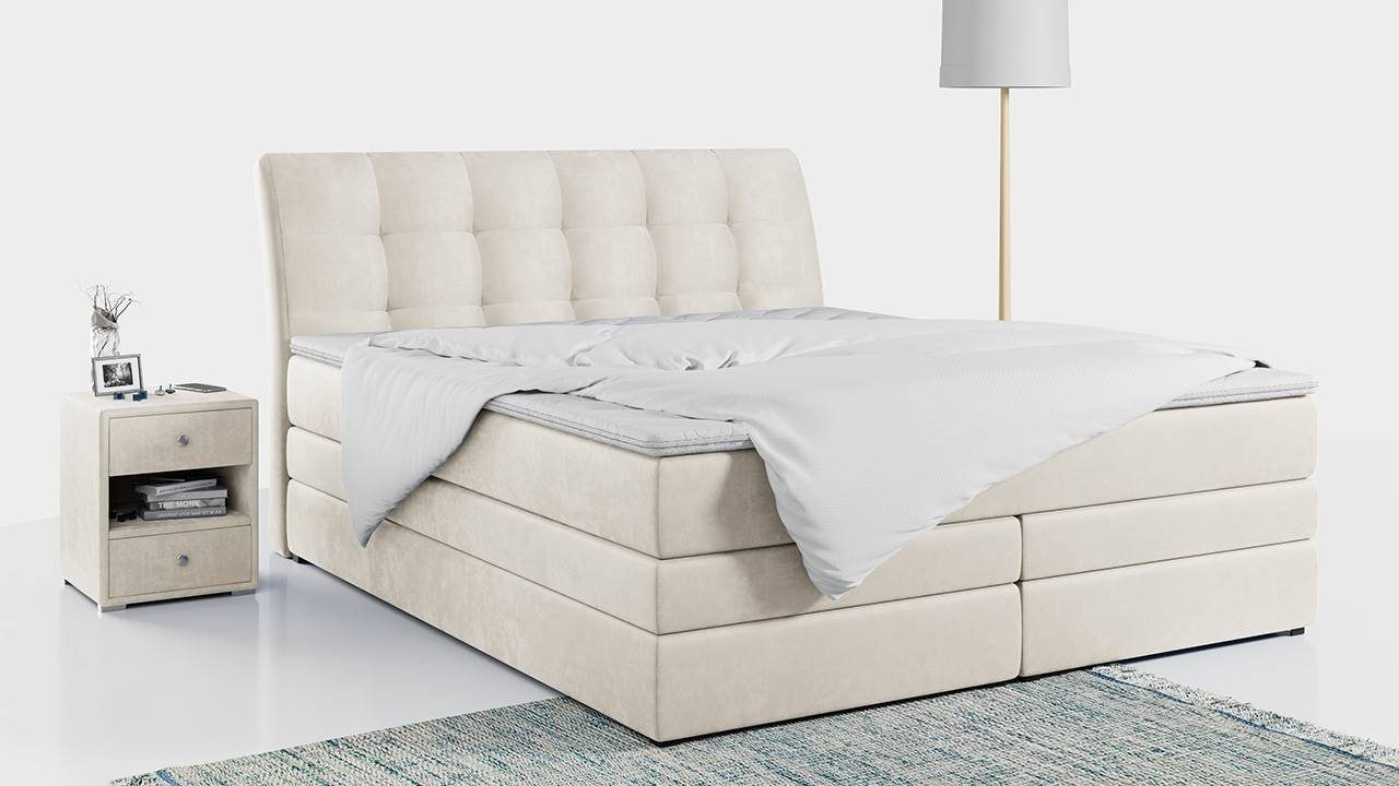 Bettkasten 10 mit Matratzen KING, GOLD und Polsterbett Stauraumbett Zwei MÖBEL Boxspringbett - MKS