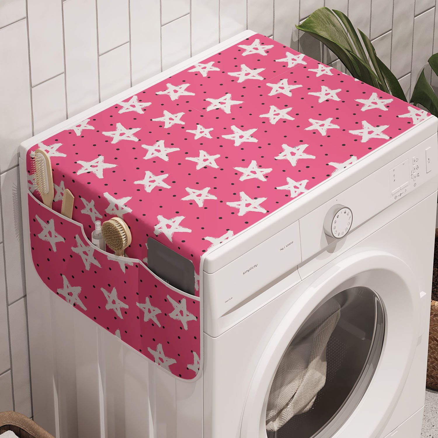 Tupfen Abakuhaus für Trockner, und Spots Badorganizer Rosa Waschmaschine Grunge Anti-Rutsch-Stoffabdeckung Sterne