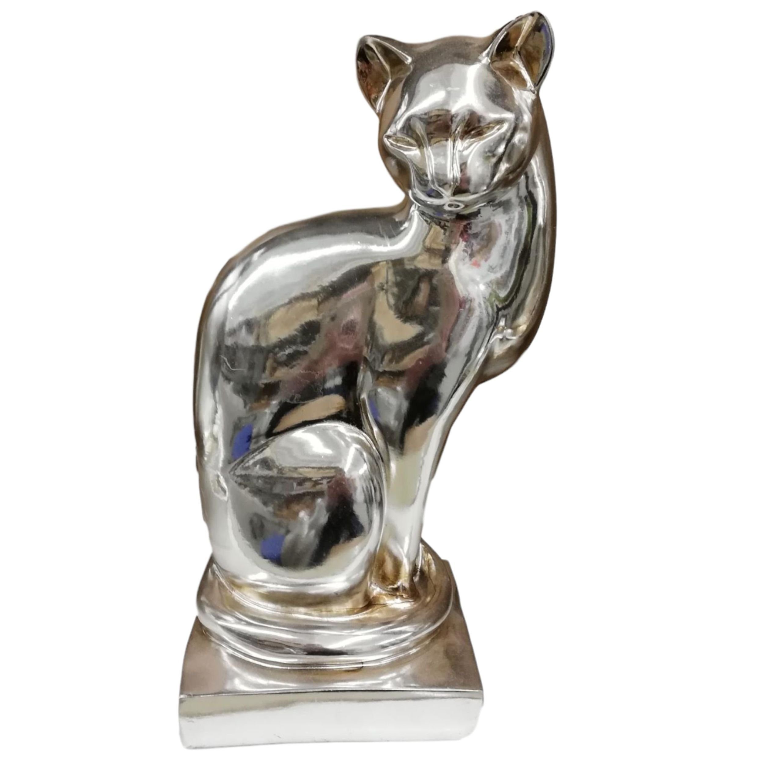 Florissima cm 27 Katze Silber Sitzend Tierfigur