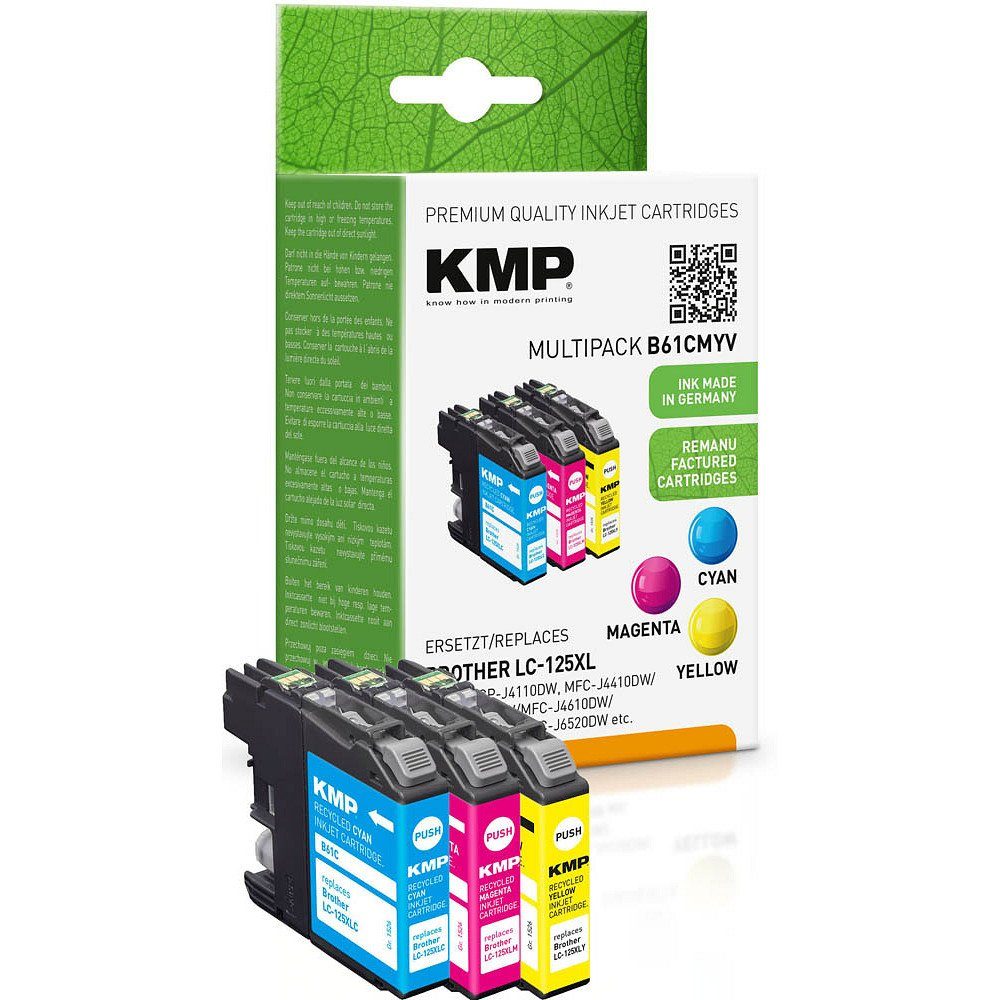 KMP 1 Tinten-Multipack B61V ERSETZT LC-125XL C/M/Y Tintenpatrone (3 Farben)
