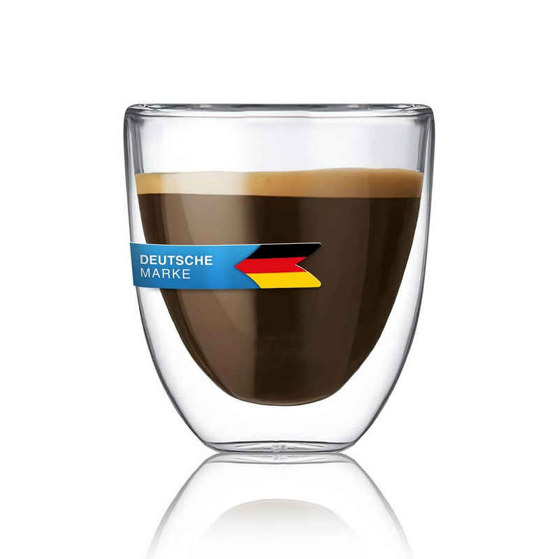 Dimono Espressoglas Doppelwandiges Trinkglas 80 ml, Borosilikatglas, Espressotasse