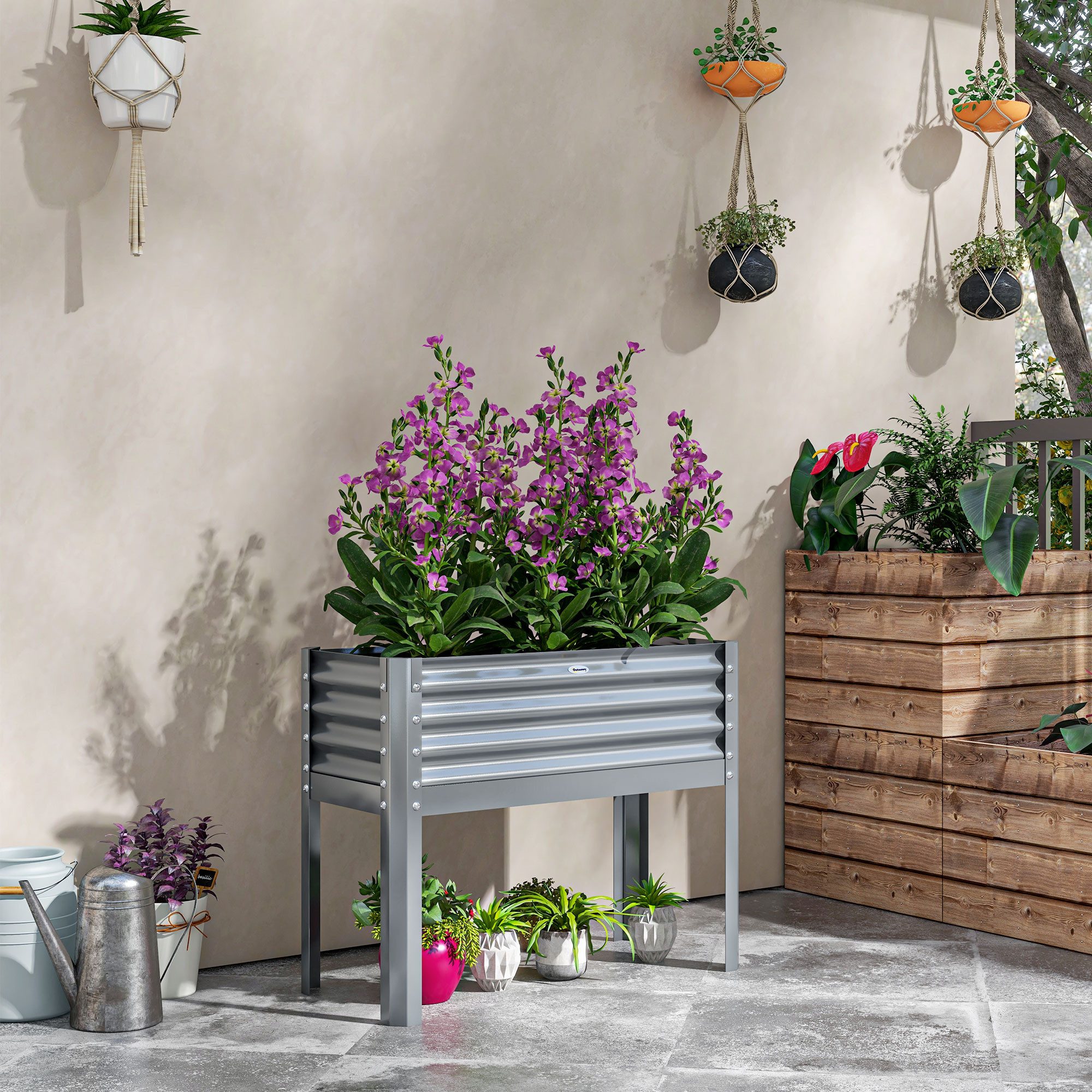 Outsunny Hochbeet Erhöhter Pflanzkasten (Kräuterbeet, 1 günstig online kaufen