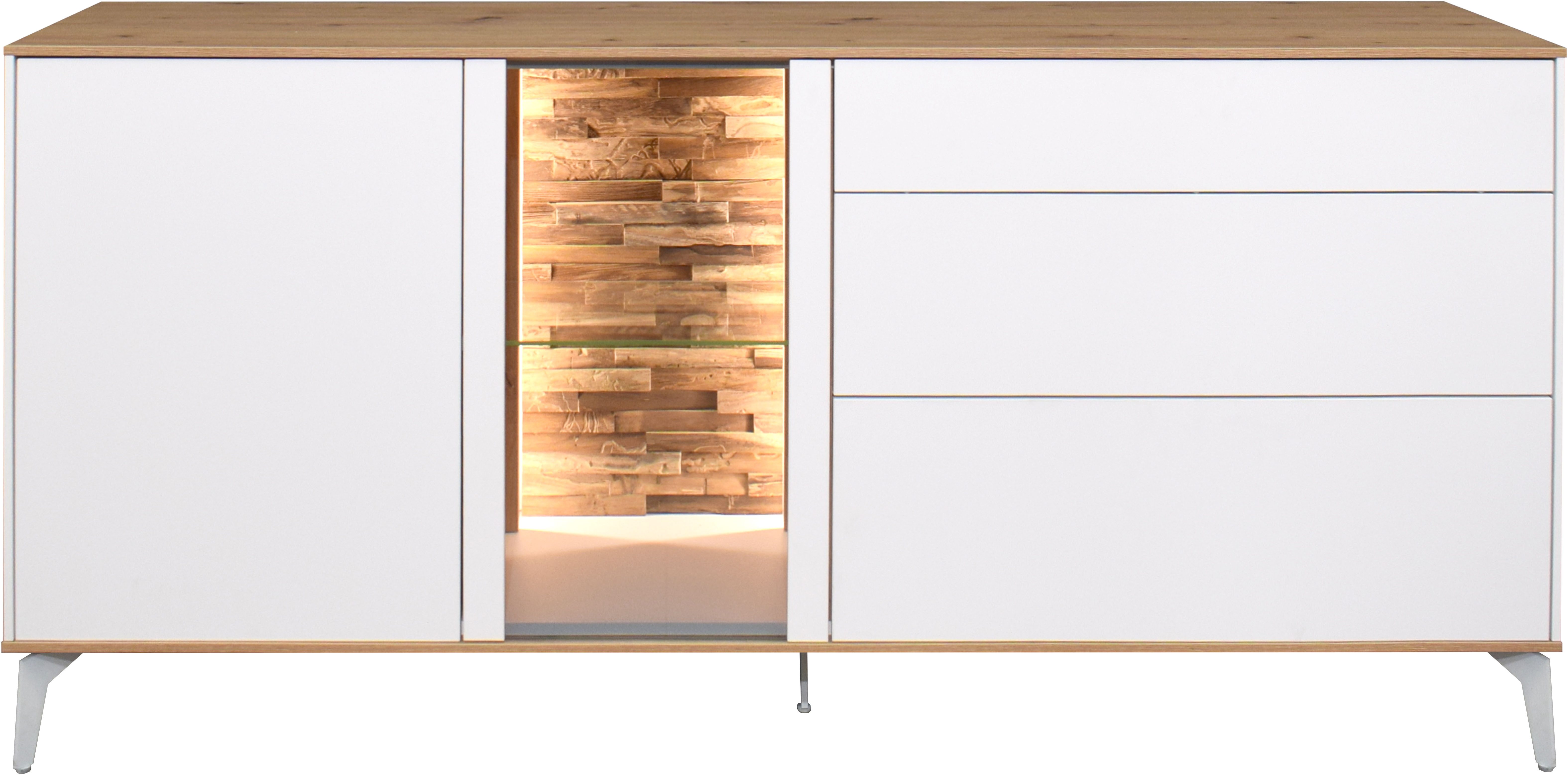 Mäusbacher Lowboard, Faro Lowboard B 169 cm, inkl.Beleuchtung, Push to open, Metallfüße