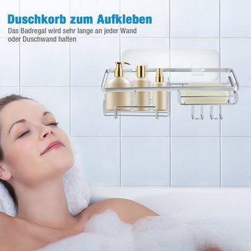 Housmile Duschablage Duschkorb ohne Bohren 2 Stück Duschkorb, (Rostfrei Duschregal für Shampoo und Duschgel),Badregal Duschkorb Shampoo Halterung für Dusche 2-tlg., mit Seifenhalter