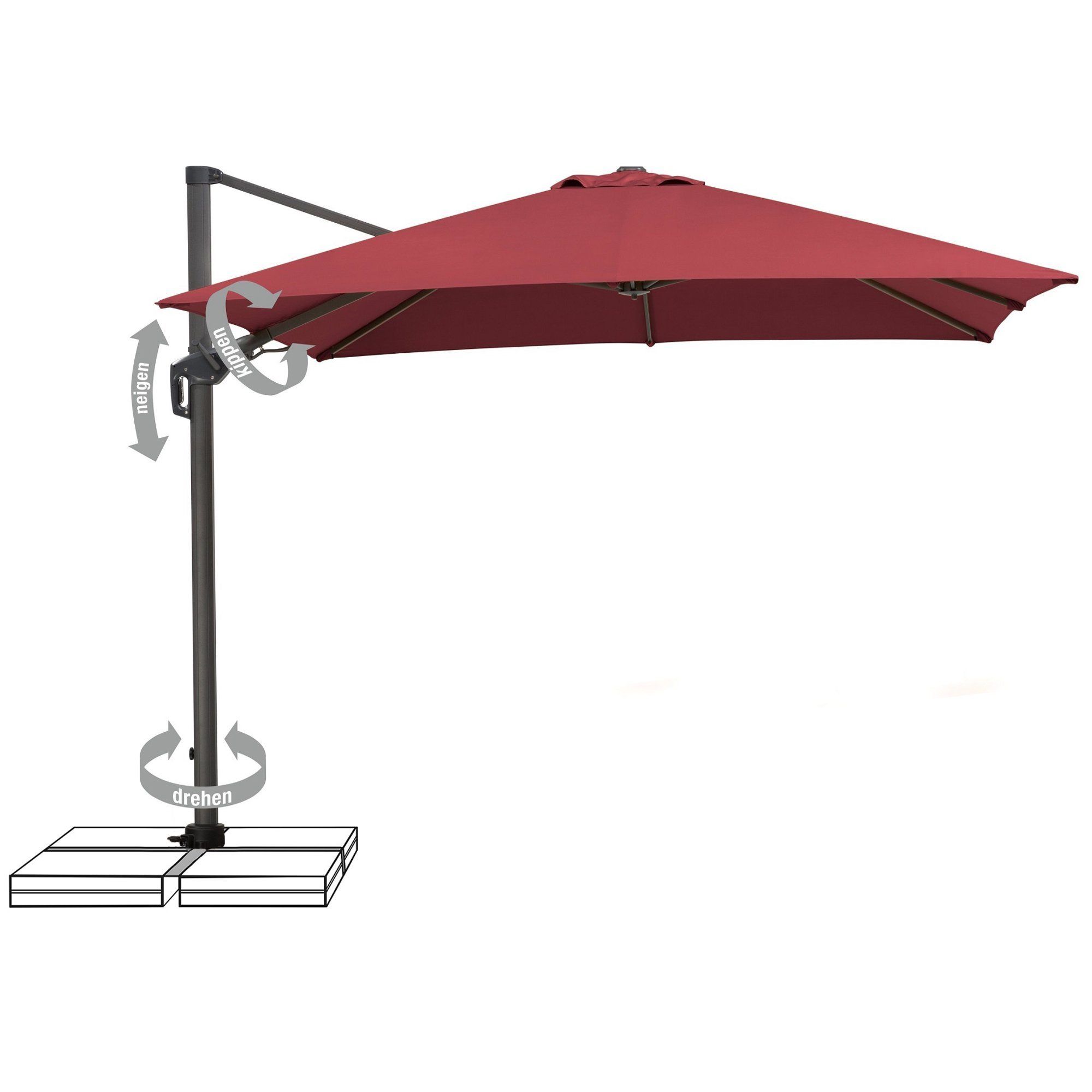 Schneider Schirme Ampelschirm Schneider Ampelschirm Sonnenschirm Rhodos Twist 300 x 300cm bordeaux