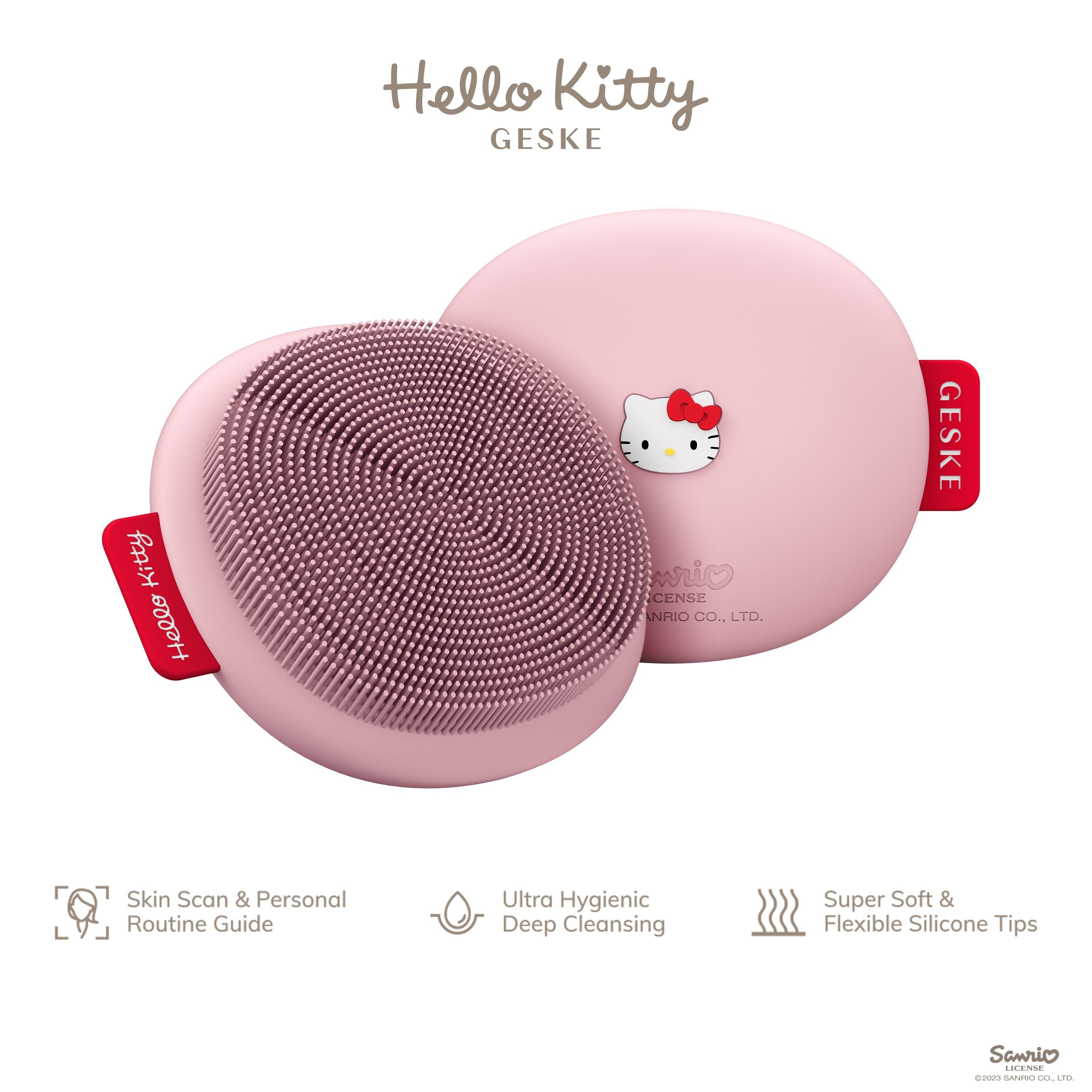 Device), GESKE Pink SmartAppGuided™ Kitty der Hello APP kostenloser Mit Facial inkl. Brush App Kitty Gesichtsreinigungsbürste Du 1-tlg., deine 3 personalisierte erhältst Hautpflegeroutine. Packung, Hello 1, (SmartAppGuided Elektrische in