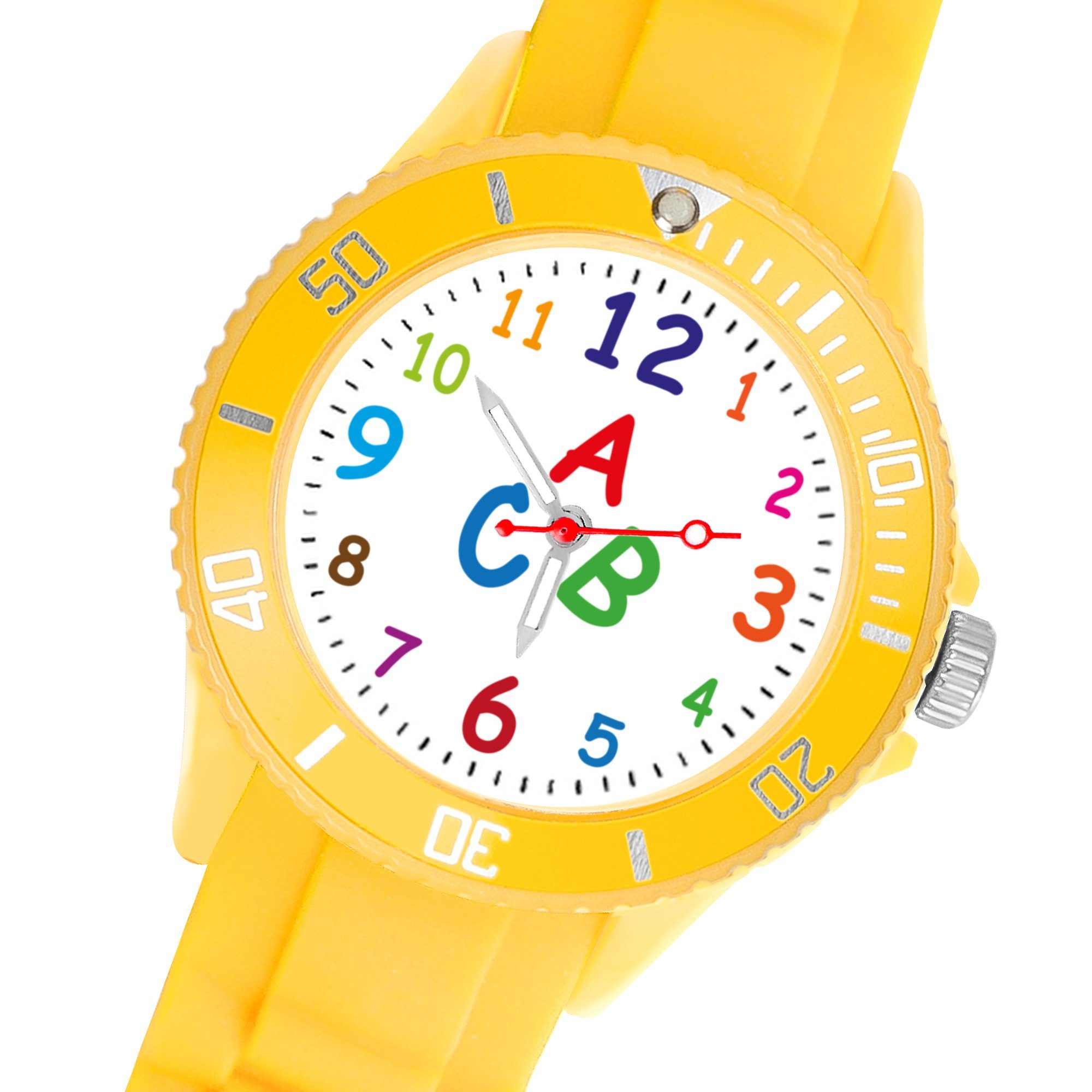 Taffstyle Quarzuhr Kinder Armbanduhr Silikon Lernuhr Zahlen Uhr Bunt, Bunte ABC Silikonuhr Farbige Sportuhr Kinderuhr 34mm Analog Quarz