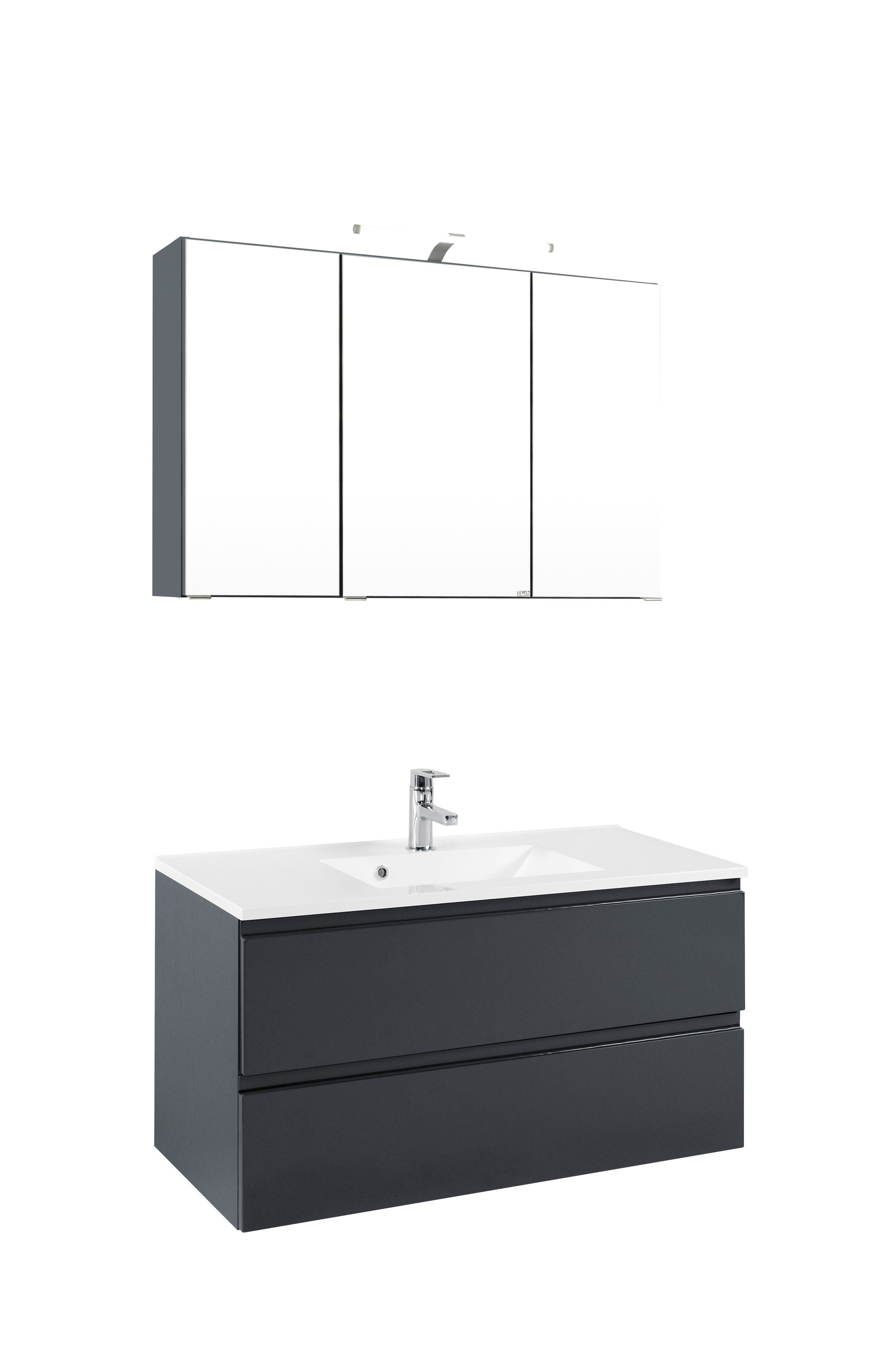 welltime Badmöbel-Set Cardiff, (2-St), griffloses Design, Breite 100 cm