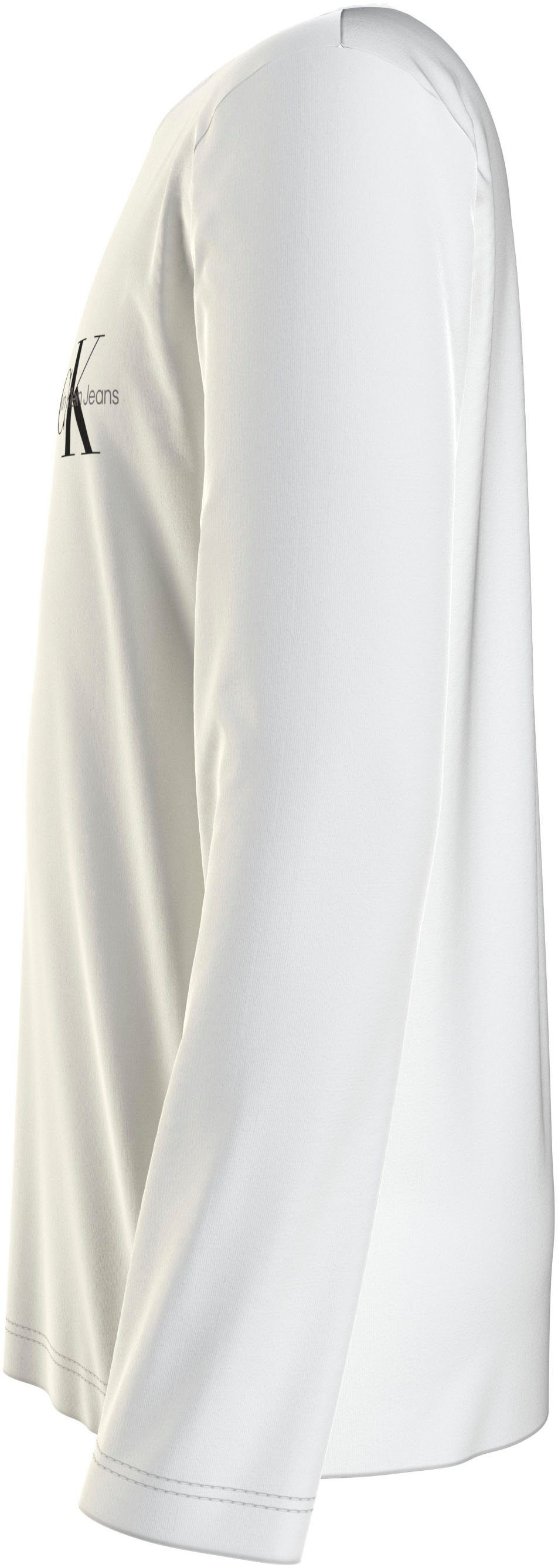 Klein Jeans LS mit Calvin MONOGRAM TOP CHEST Bright White Logodruck Langarmshirt