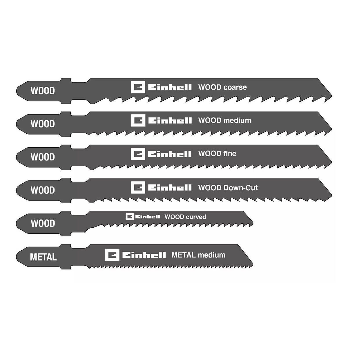 Einhell Stichsägeblatt 10-tlg. Stichsägeblatt-Box (Set, bestehend aus 10 Sägeblättern und Transportbox), T-Schaft-Aufnahme