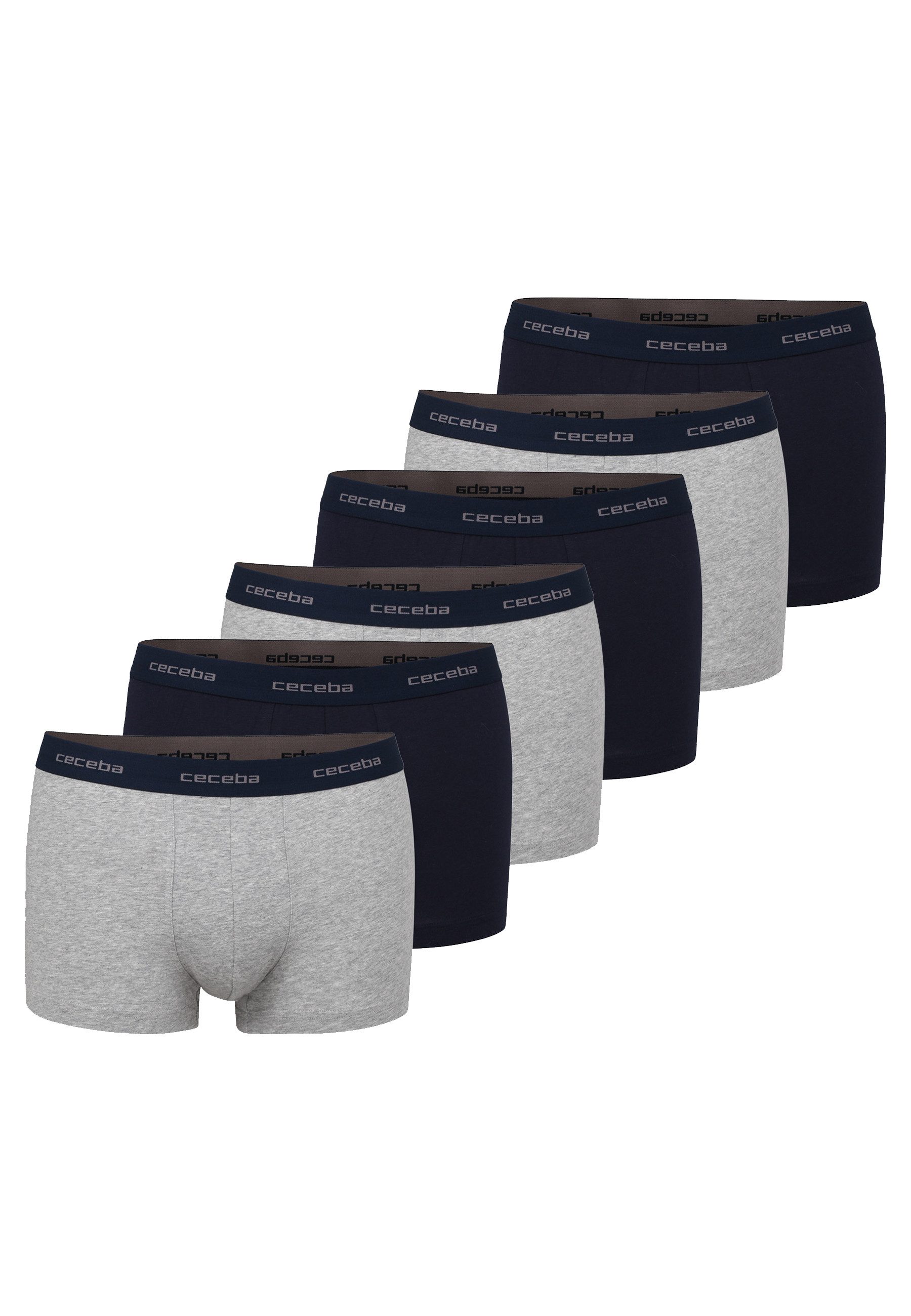 CECEBA Boxershorts CECEBA Herren Pants blau uni 6er Pack (6-St)