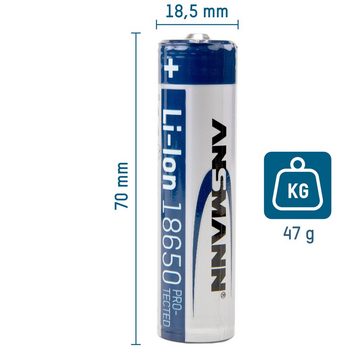 ANSMANN AG 18650 Li-Ion Akku (3.6V, 3500 mAh) mit Safetyboard für Taschenlampe etc. Akku 3500 mAh (3.6 V)