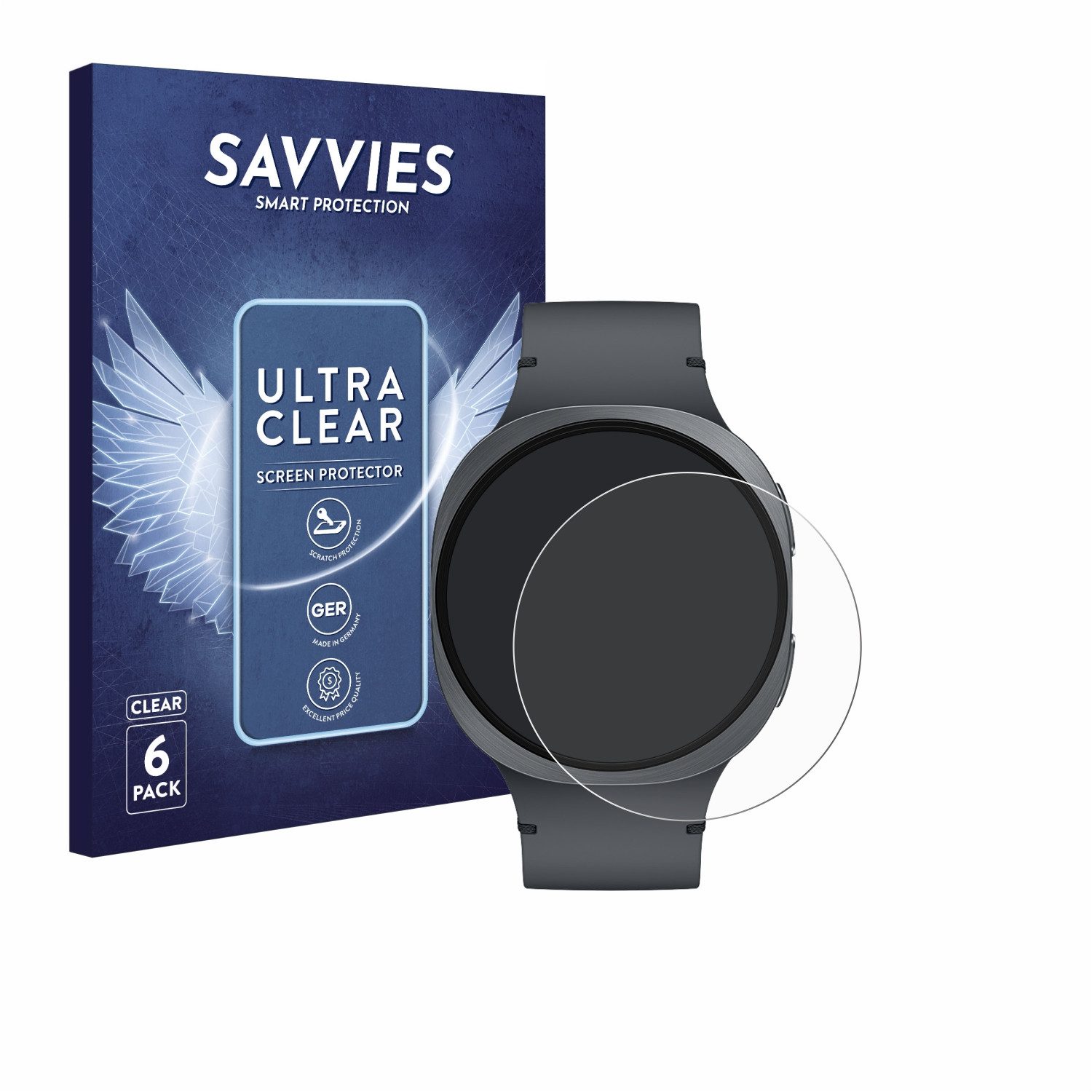 Savvies Displayschutzfolie Schutzfolie für Samsung Galaxy Watch 8 (44 mm), 6 Stück, Displayschutz Schutz Folie Klar Transparent