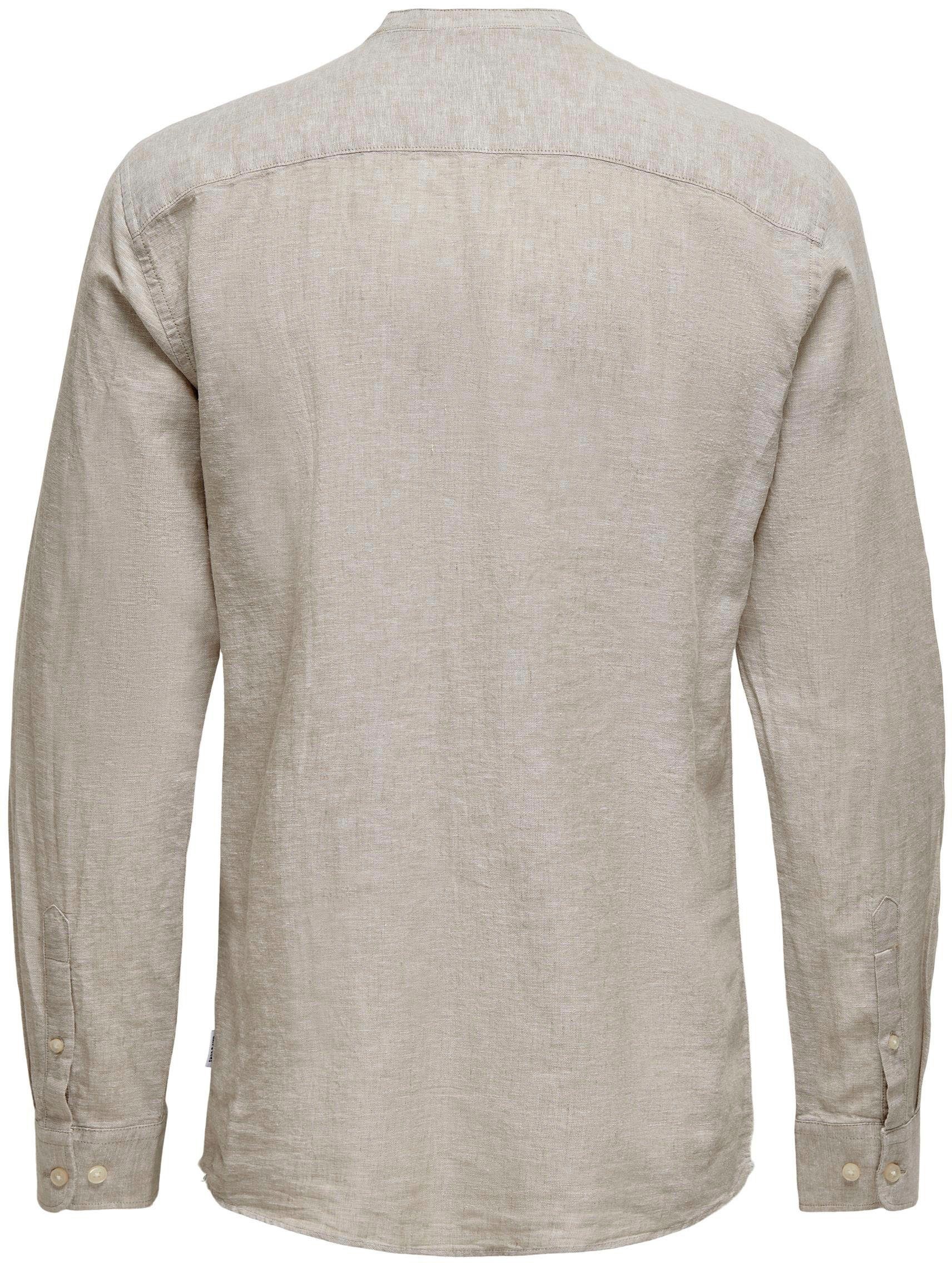 ONLY & SONS Langarmhemd ONSCAIDEN LS SOLID LINEN MAO SHIRT NOOS