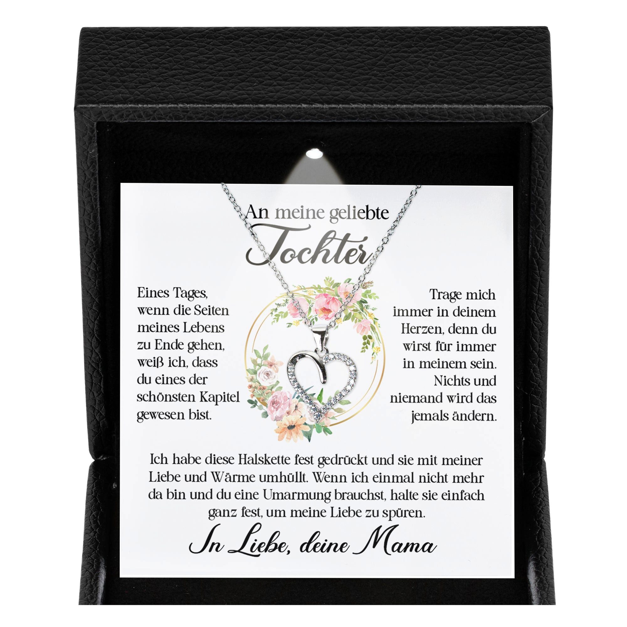 22Feels Schmuckset Geliebte Tochter Geschenk v. Mama Mädchen Frauen Schmuck Halskette Abi (Geschenkset), Silber 925/000, Geschenkset Made In Germany, Premium Licht Etui