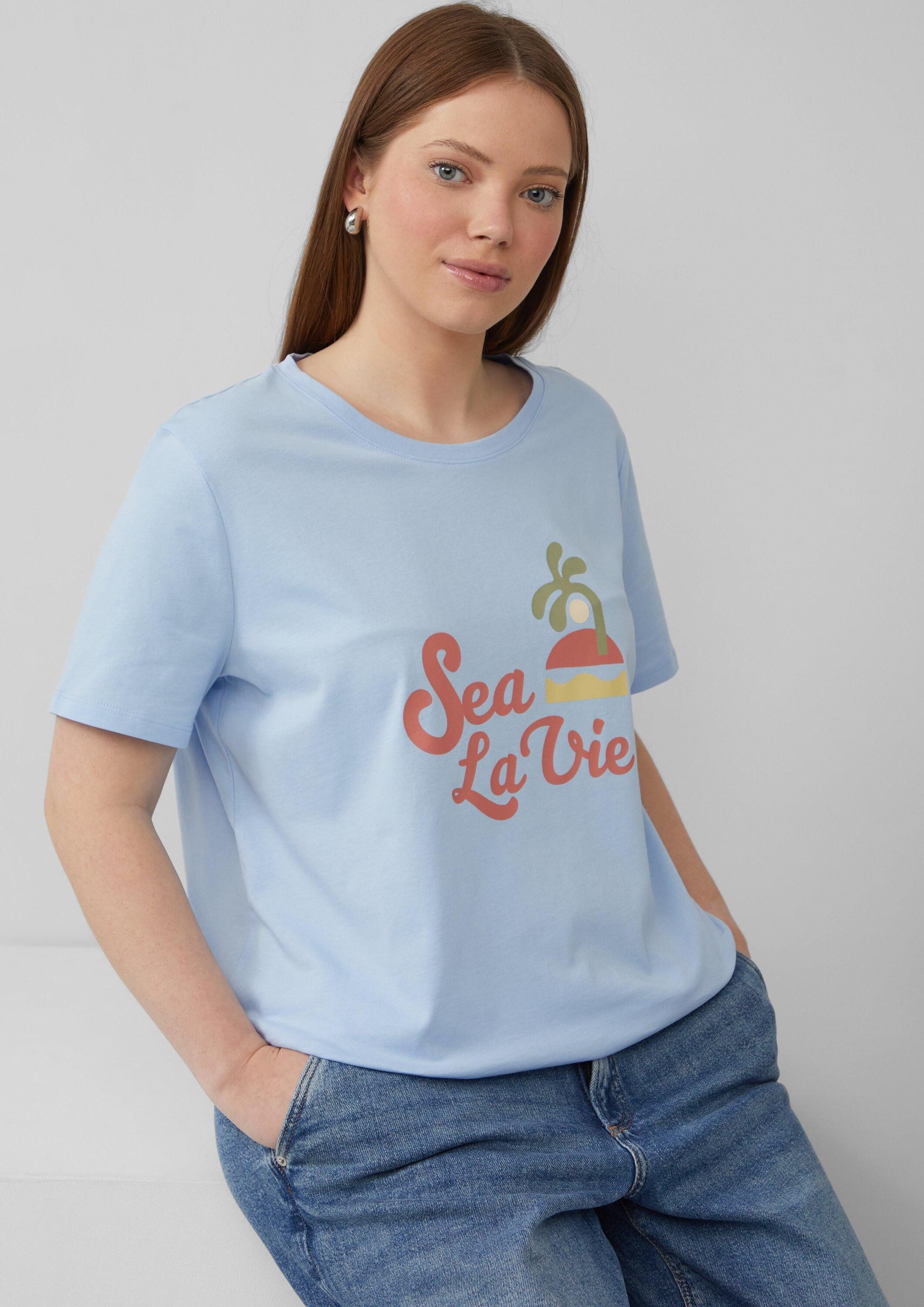 QS Kurzarmshirt T-Shirt Baumwollshirt mit Frontprint günstig online kaufen