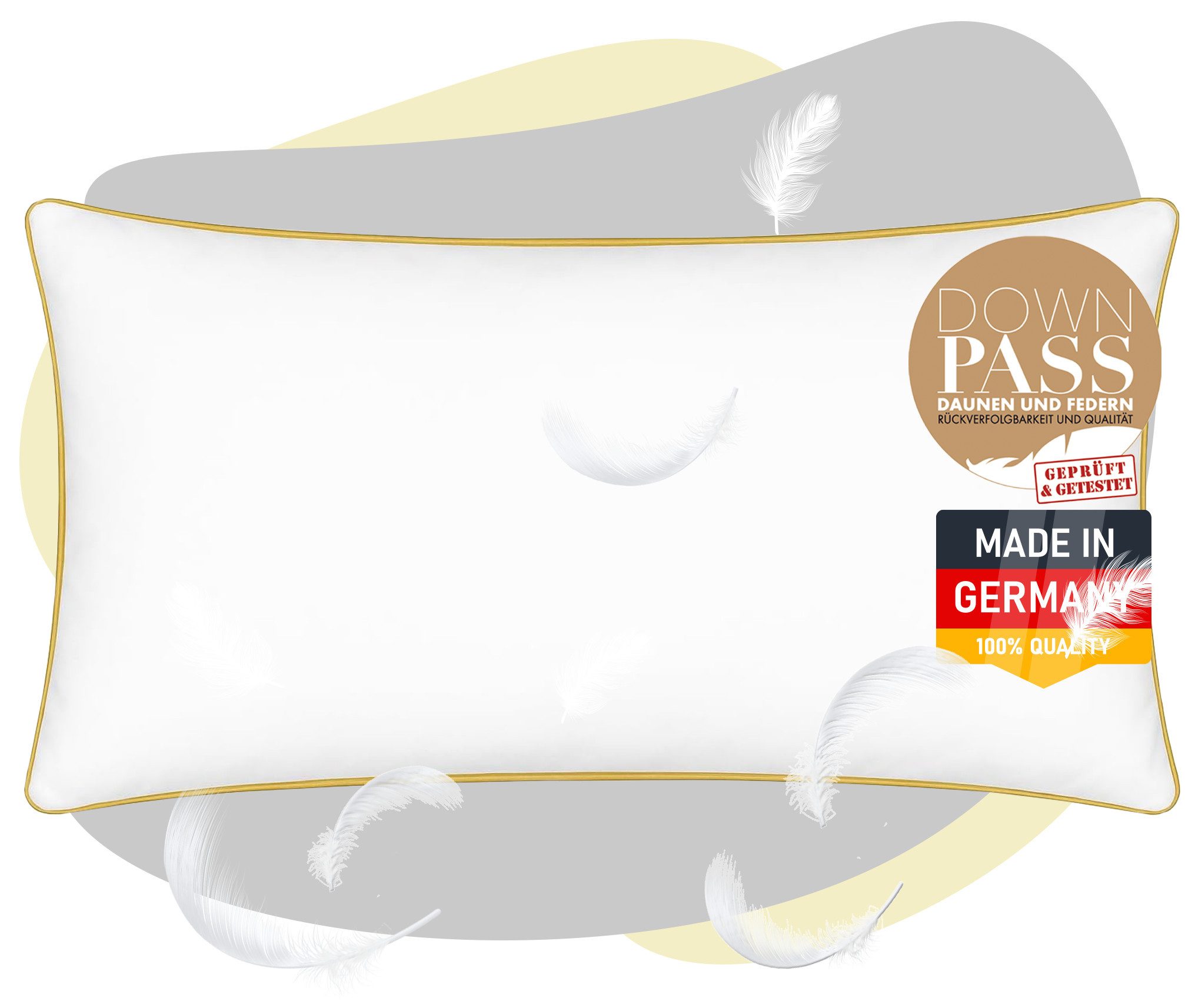 EVAN BROWNS Federkopfkissen Kopfkissen 80x80 cm, 40x80 cm, 100% weisse Federn Klasse 1, Füllung: 100% Federn, Federkopfkissen Kopfkissen Federn