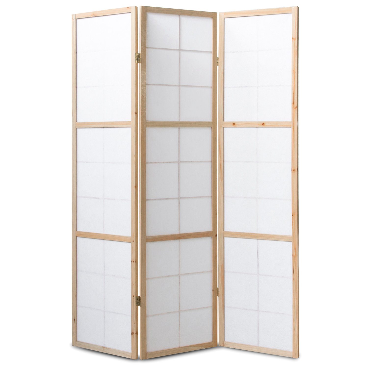 Homestyle4u Paravent Raumteiler Indoor Holz Trennwand Shoji in Weiß Sichtschutz faltbar (3-teilig)