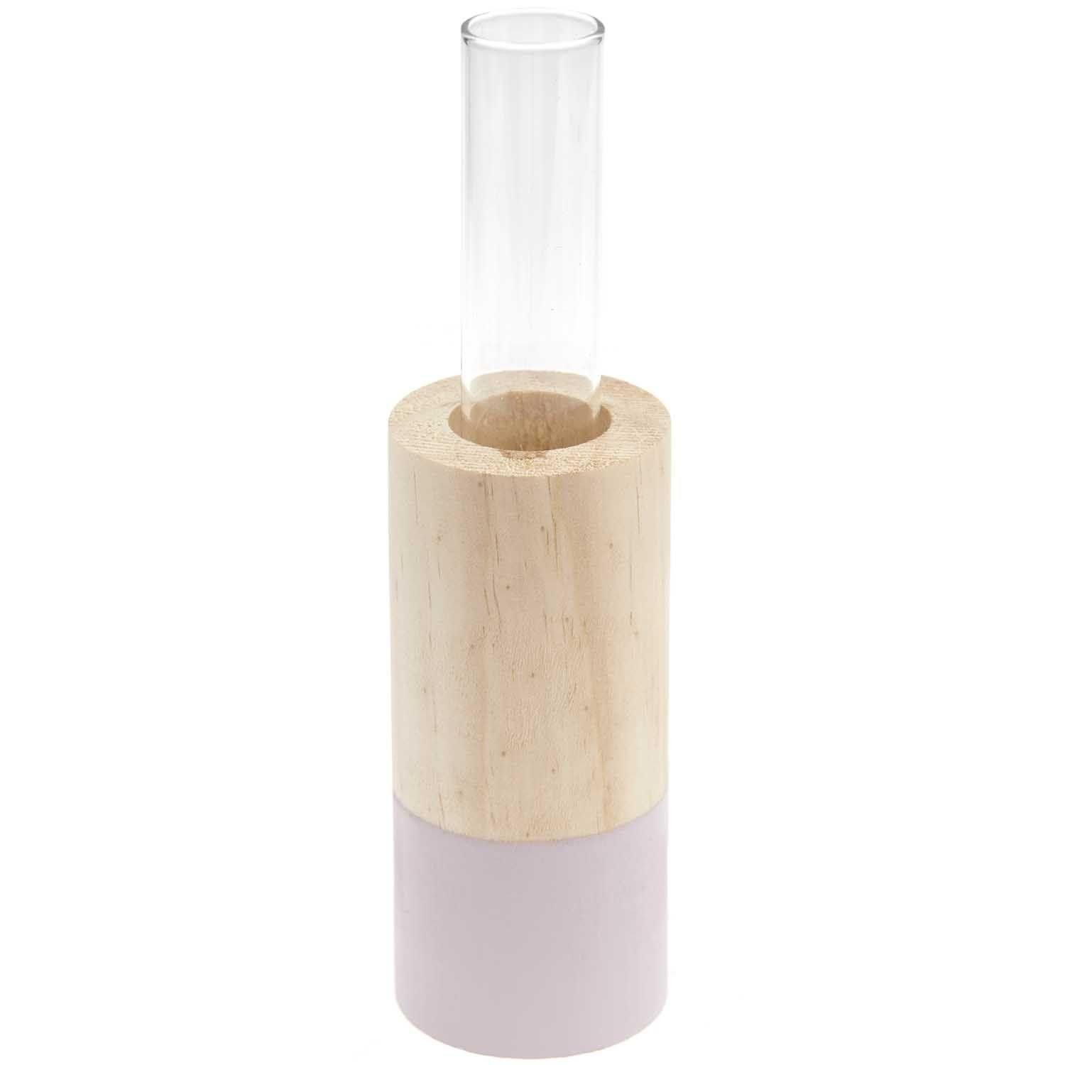 Rico Design Dekovase Holz Vase mit Reagenzglas, flieder,Ø 4cm, H 10cm