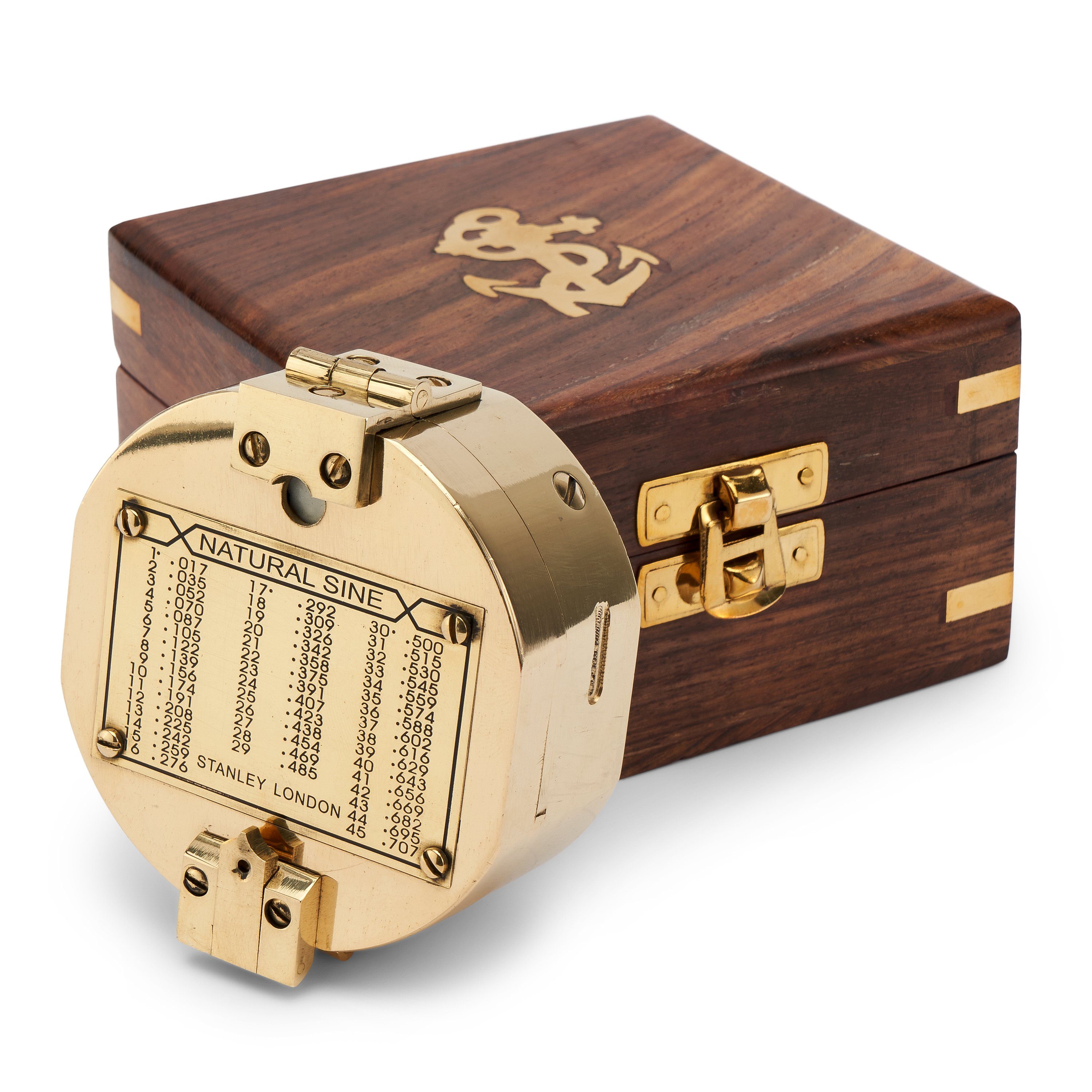NKlaus 7cm Holzbox Taschenkompass Ori Brunton-Kompass maritimes Peilkompass aus Navigationsgerät Messing (Messing)