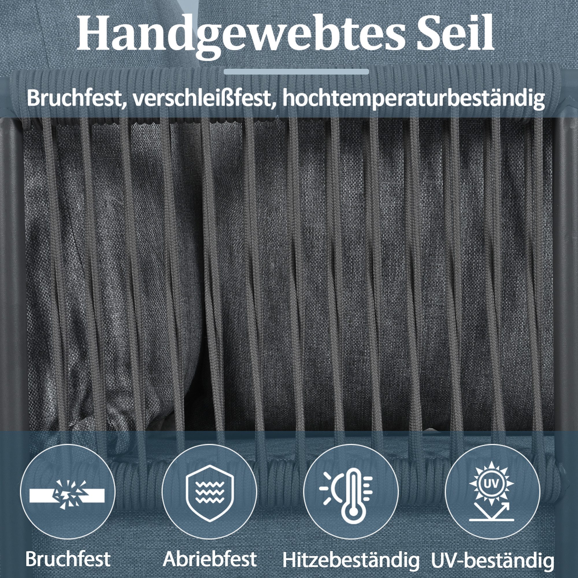 Flieks Gartenlounge-Set, 4-Sitzer Outdoor Gartenmöbel Eckgarnitur Sofa & Couchtisch & Hocker