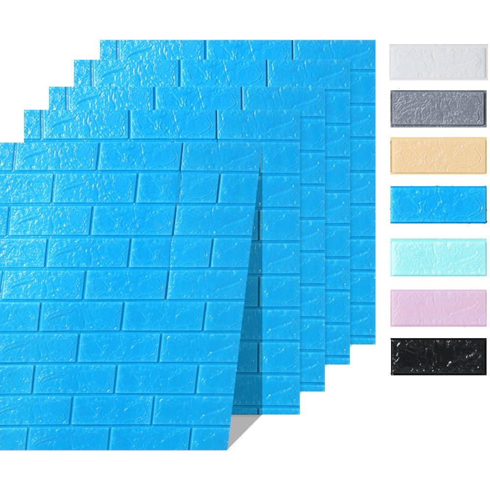 HOOZ Wandpaneel 5x Wandpaneele 3D-Ziegelsteinoptik 77x70x0,5 cm selbstklebend - blau, BxL: 77x70 cm, (5-tlg)