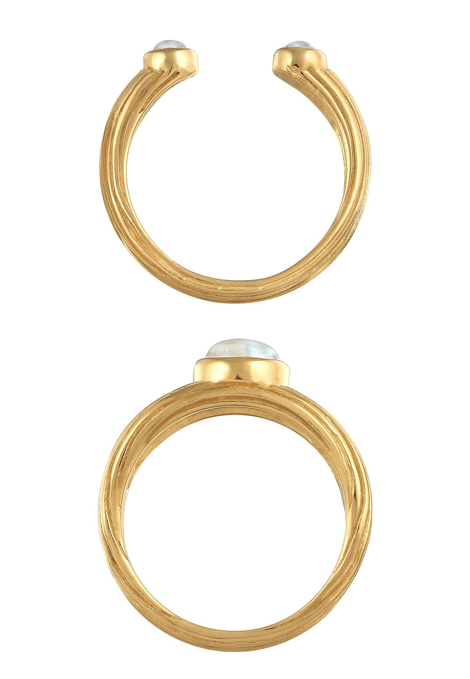 Elli Premium Siegelring Siegelring Offen Mondstein Klassik Set
