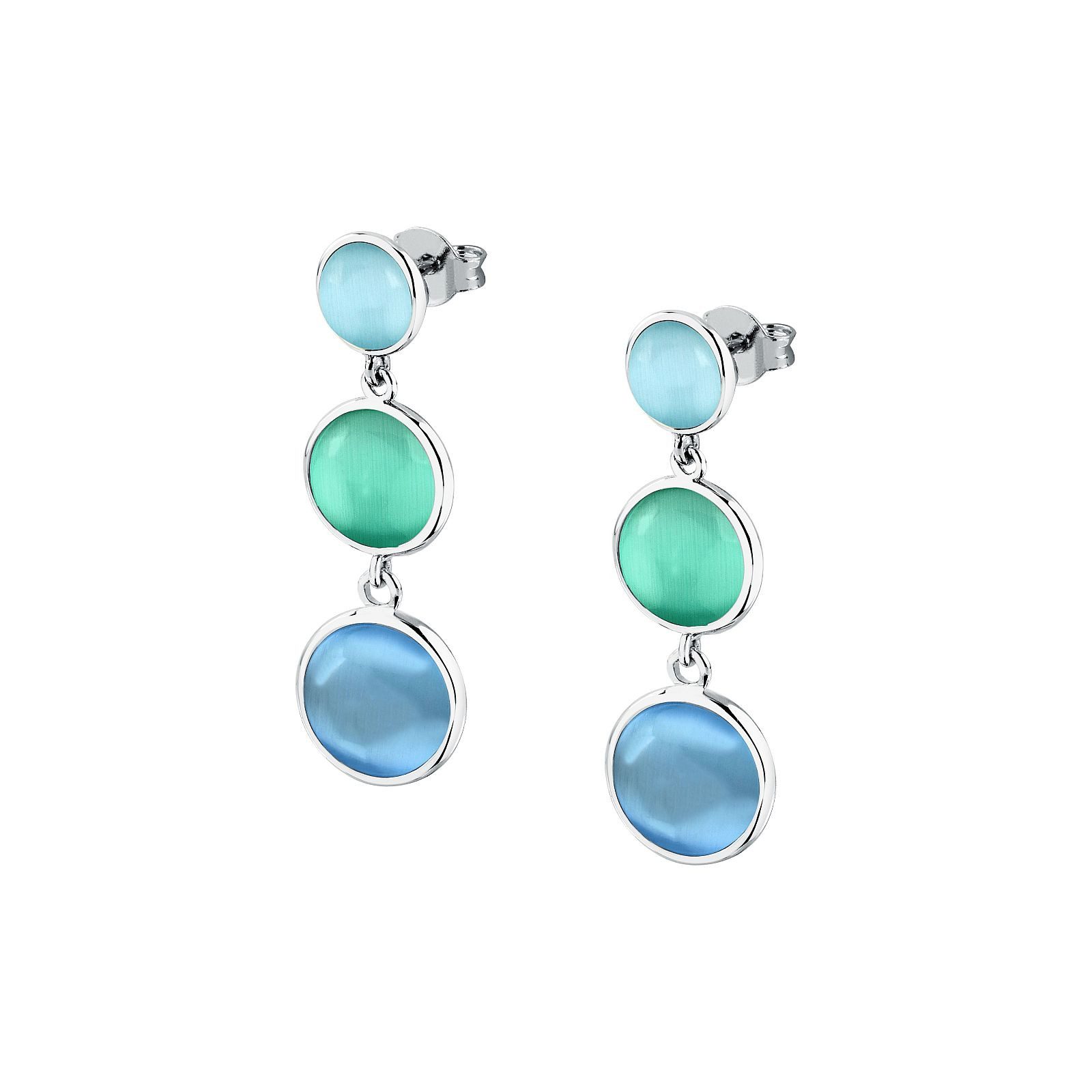 MORELLATO Paar Ohrhänger Venezia SAZM08 925 Silber blaue Katzenaugensteine 27 mm Damen