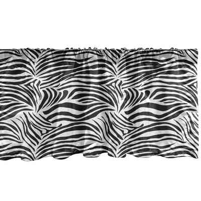 Scheibengardine Vorhang Volant für Küche Schlafzimmer Dekor mit Stangentasche, Abakuhaus, Microfaser, Schwarz-Weiss Wilde Zebra-Linien