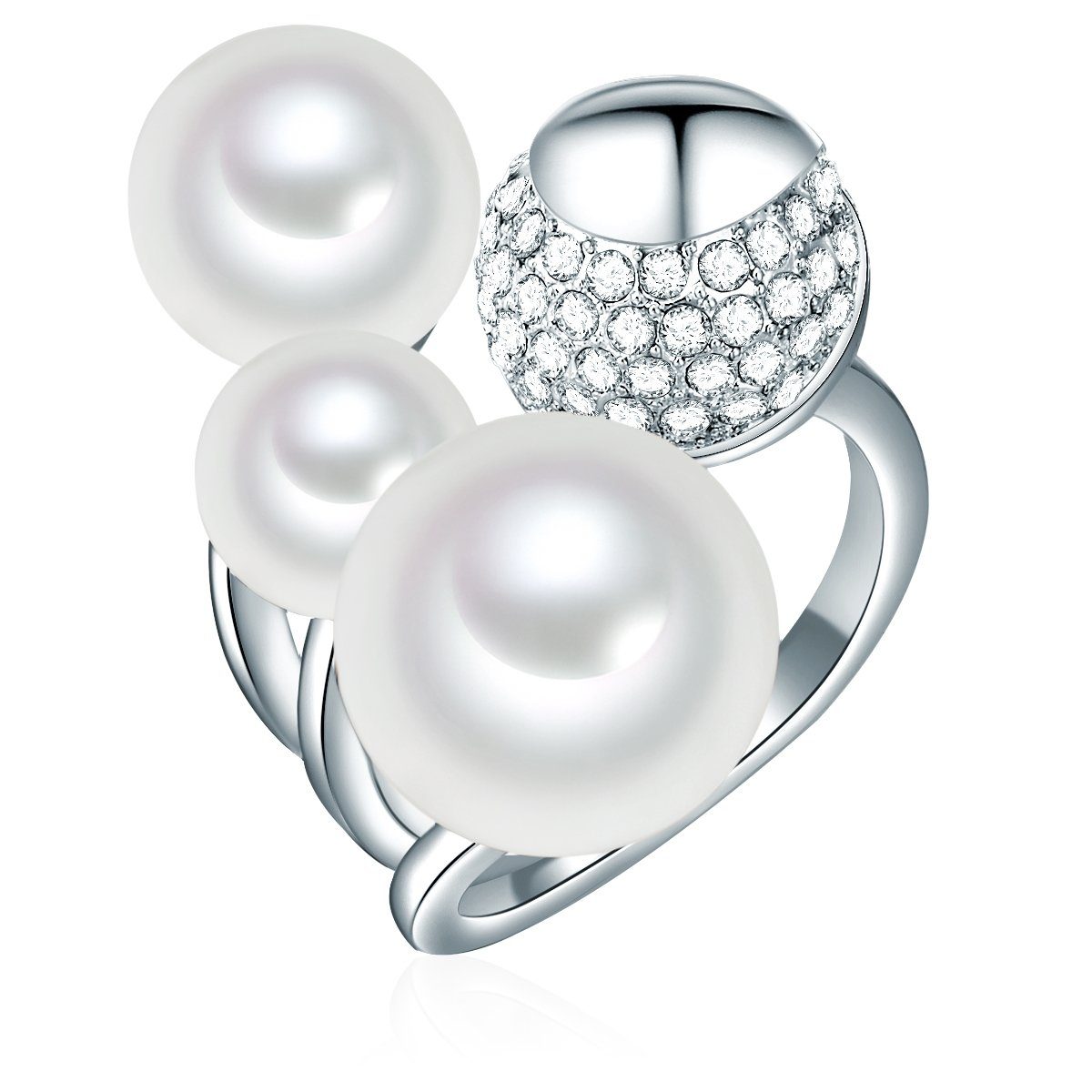 Lulu & Jane Perlenring silber, mit Glas günstig online kaufen